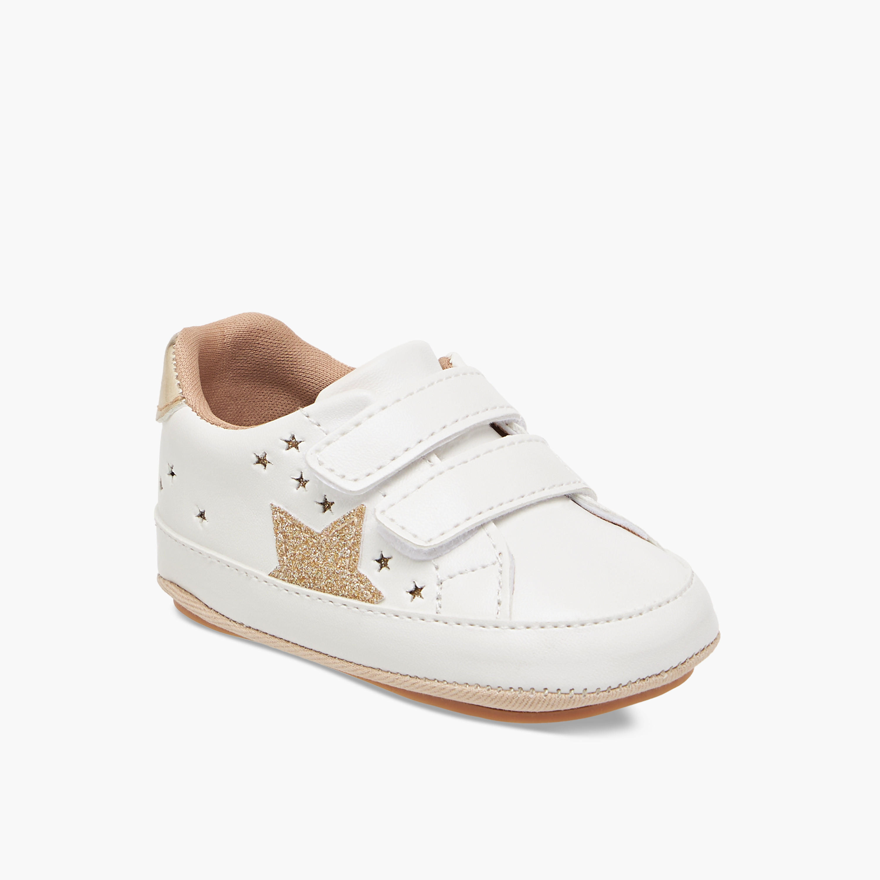 Barefeet Star Cutwork Detail Booties with Hook and Loop Closure-baby-girls-shoes-booties-image-2