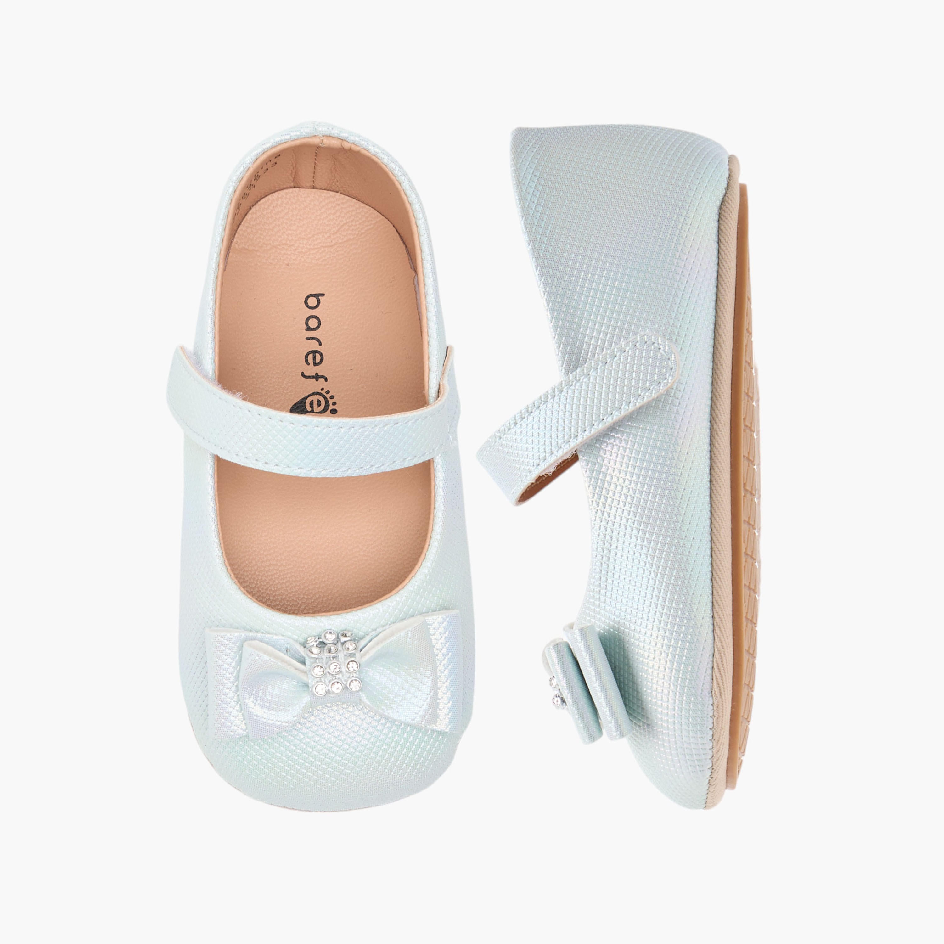 Barefeet Bow Accent Shoes with Hook and Loop Closure-baby-girls-shoes-closedshoes-image-1