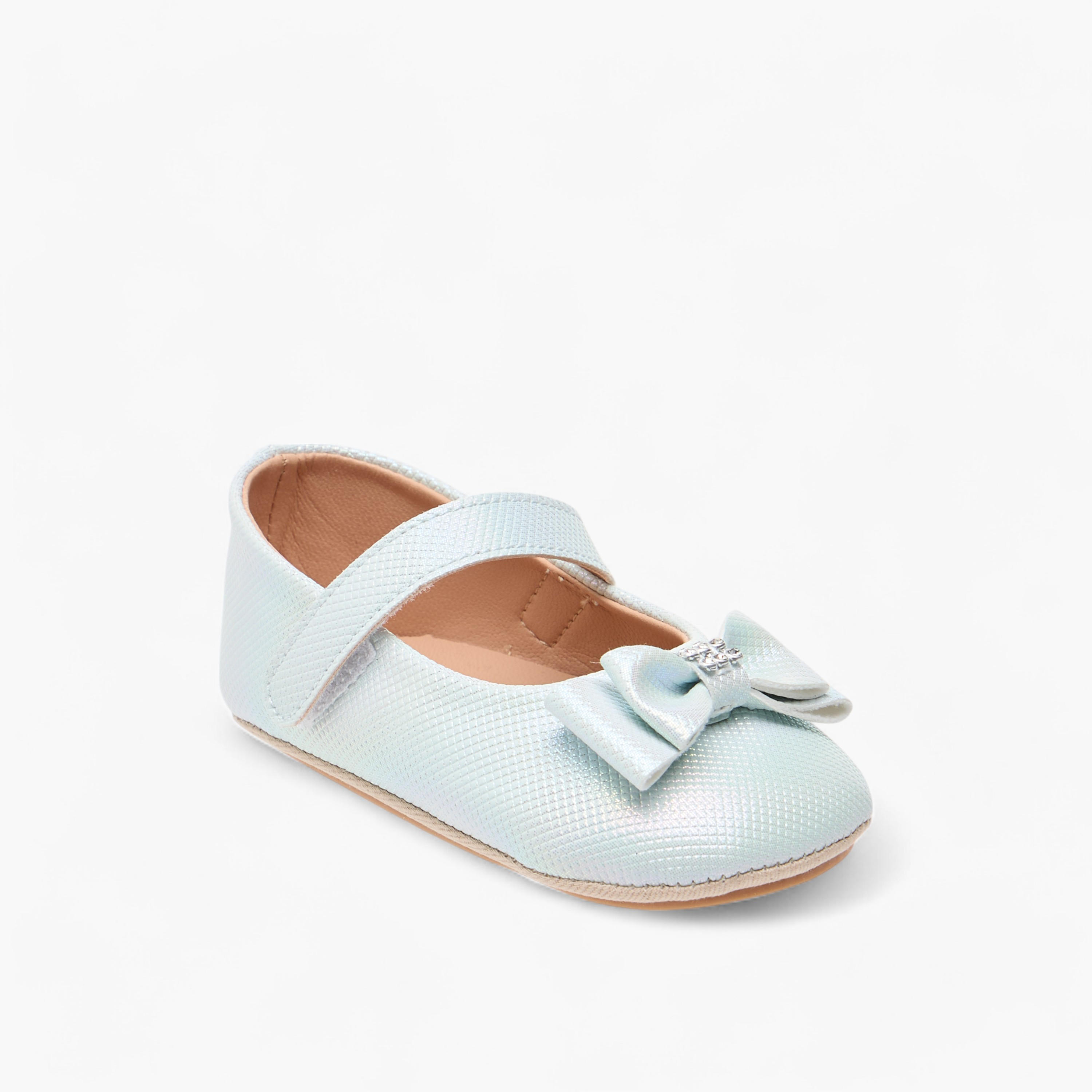 Barefeet Bow Accent Shoes with Hook and Loop Closure-baby-girls-shoes-closedshoes-image-2