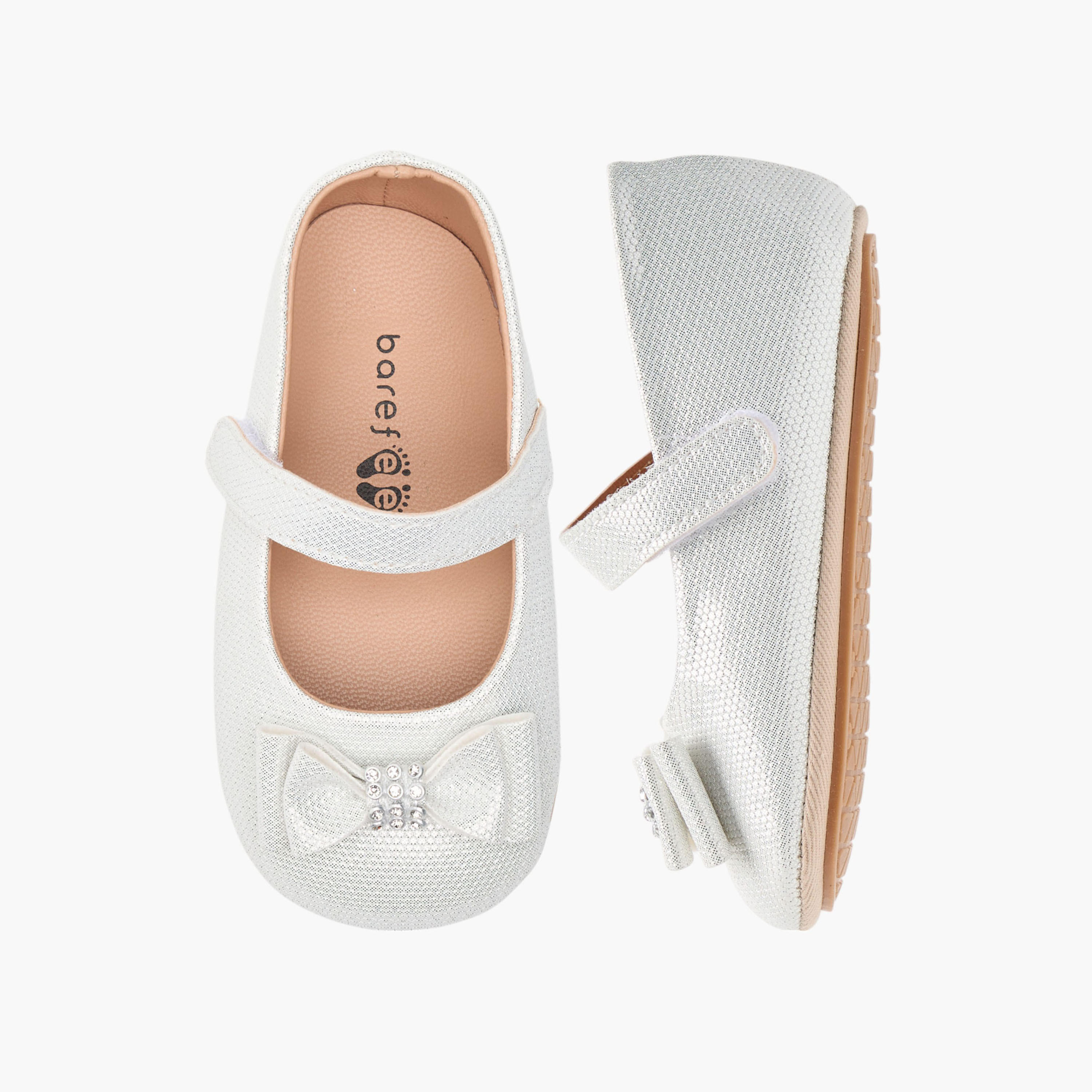 Barefeet Bow Accent Shoes with Hook and Loop Closure-baby-girls-shoes-closedshoes-image-1