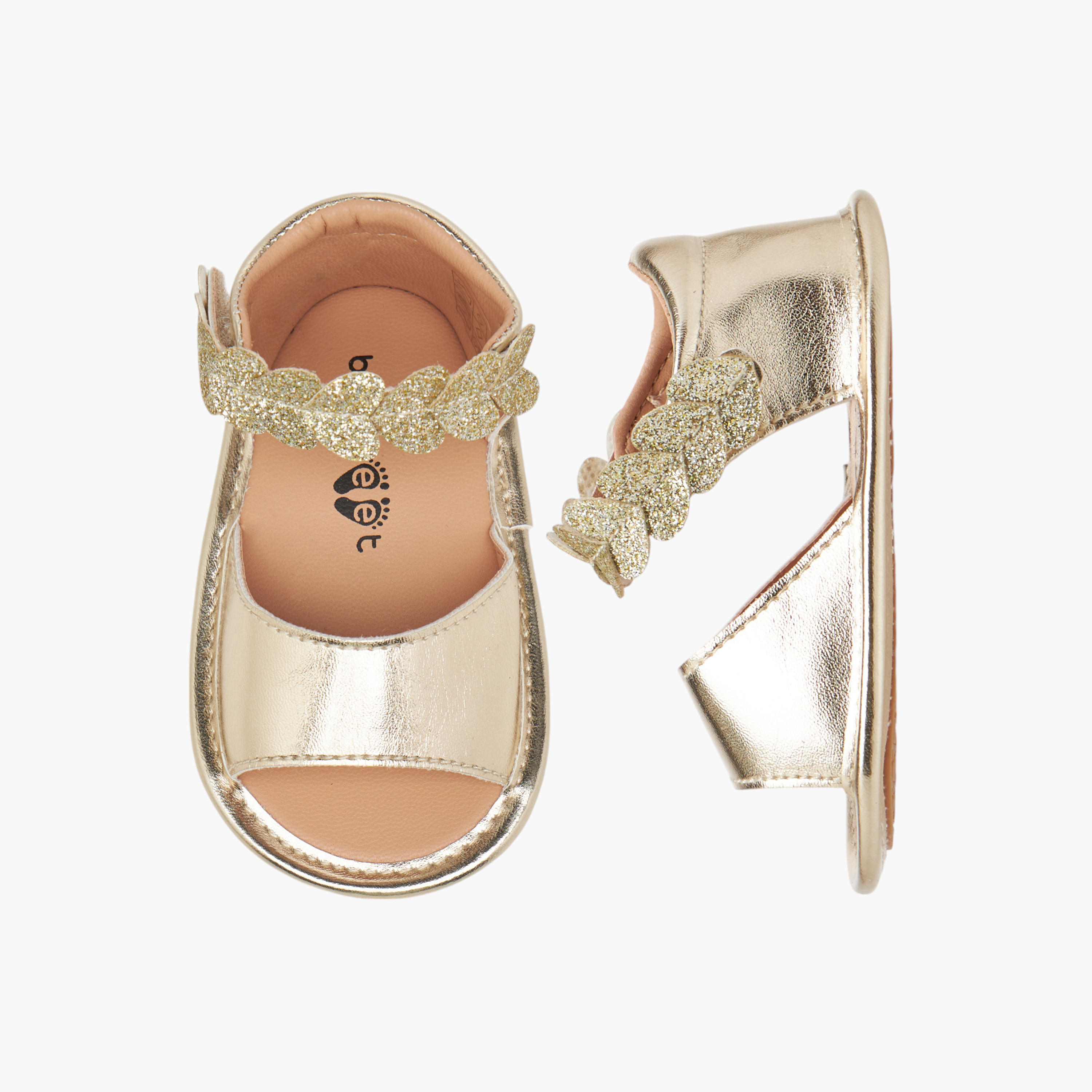 Barefeet Embellished Sandals with Hook and Loop Closure-baby-girls-shoes-sandals-image-1