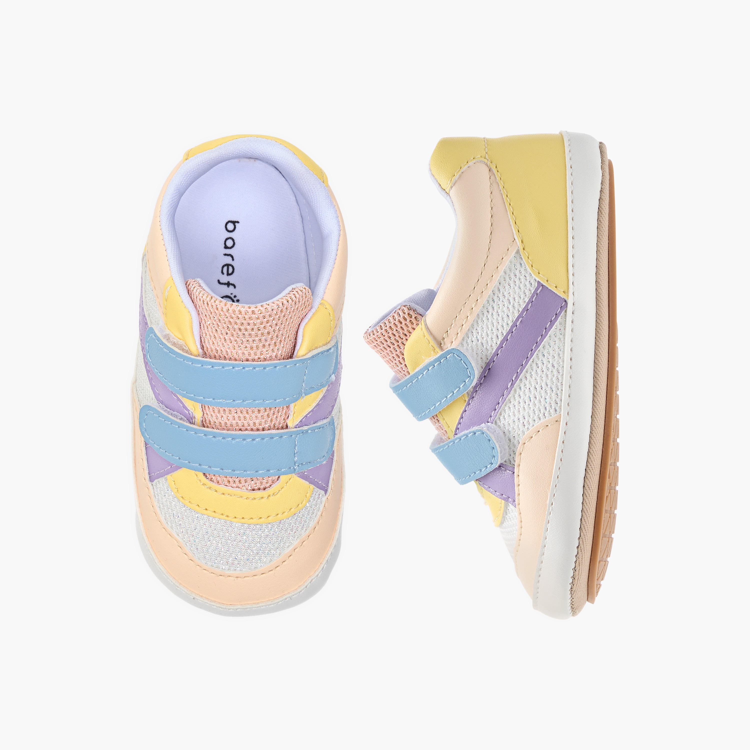 Barefeet Colourblock Shoes with Hook and Loop Closure-baby-girls-shoes-closedshoes-image-1