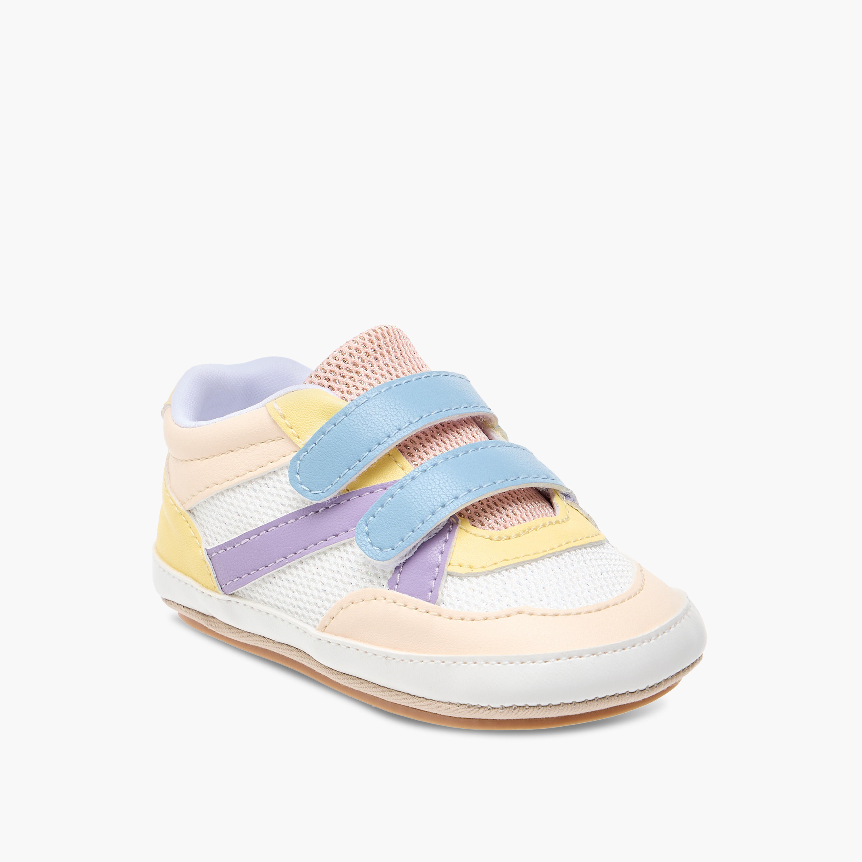 Barefeet Colourblock Shoes with Hook and Loop Closure-baby-girls-shoes-closedshoes-image-2