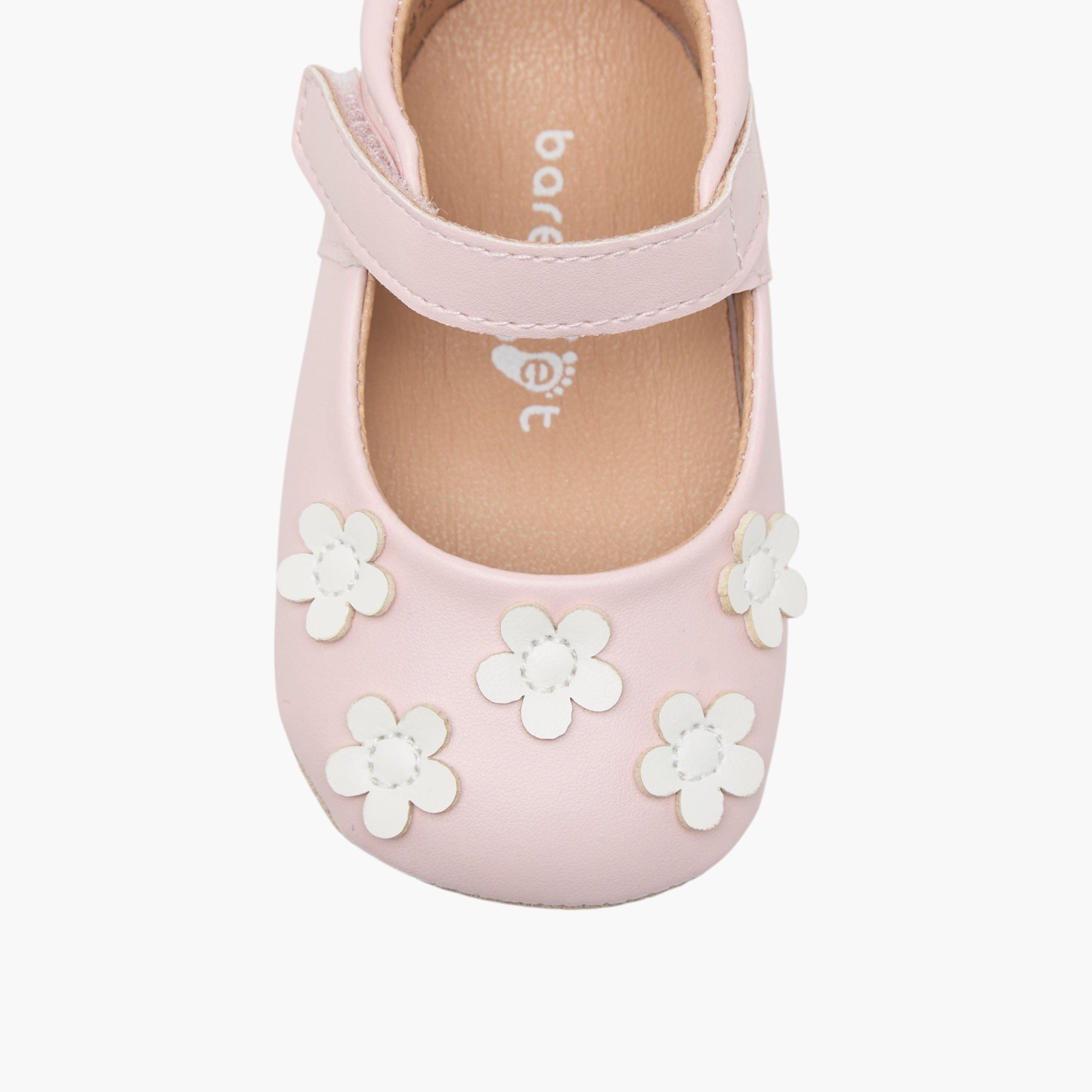 Barefeet Floral Accent Shoes with Hook and Loop Closure-baby-girls-shoes-closedshoes-image-4