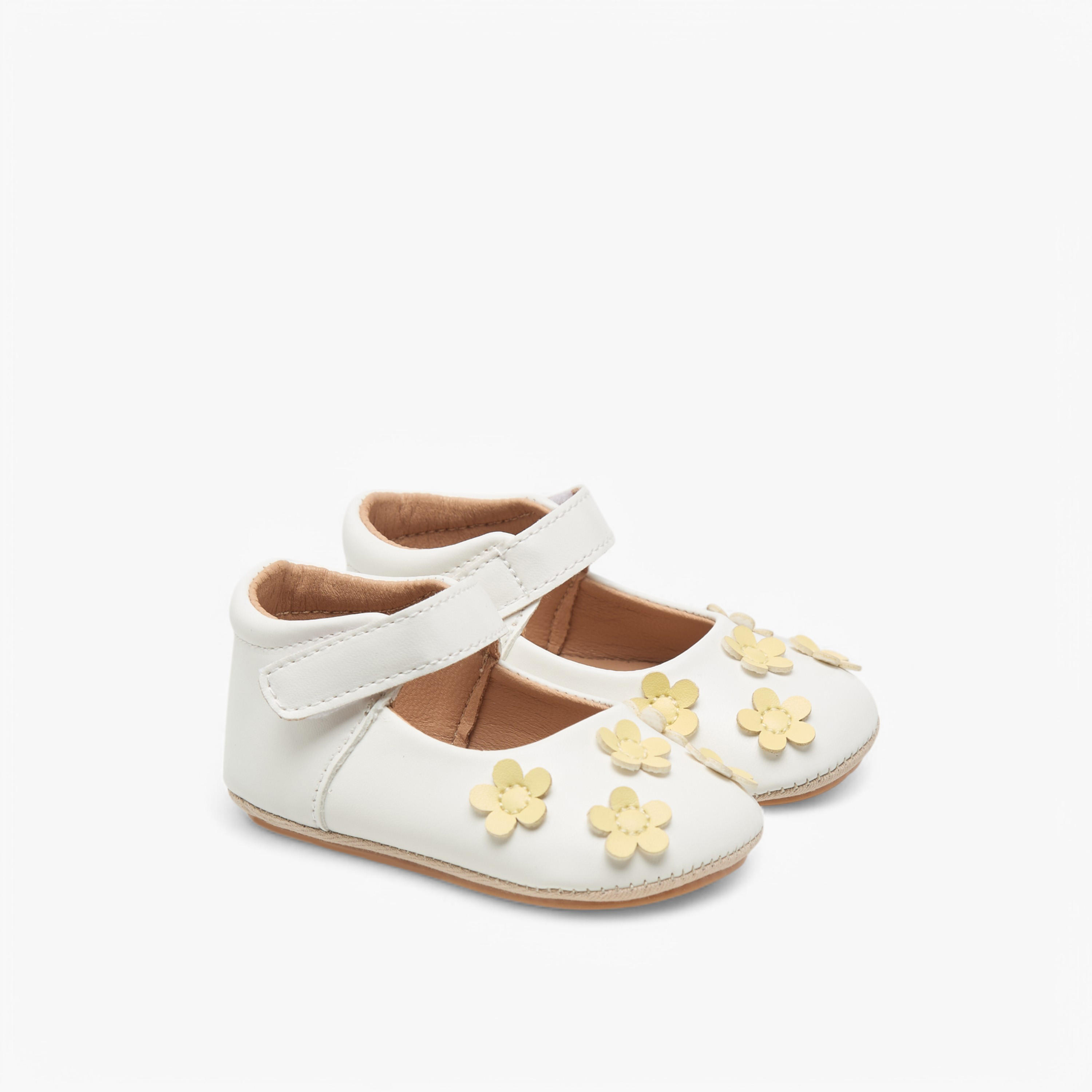Barefeet Floral Accent Shoes with Hook and Loop Closure-baby-girls-shoes-closedshoes-image-1