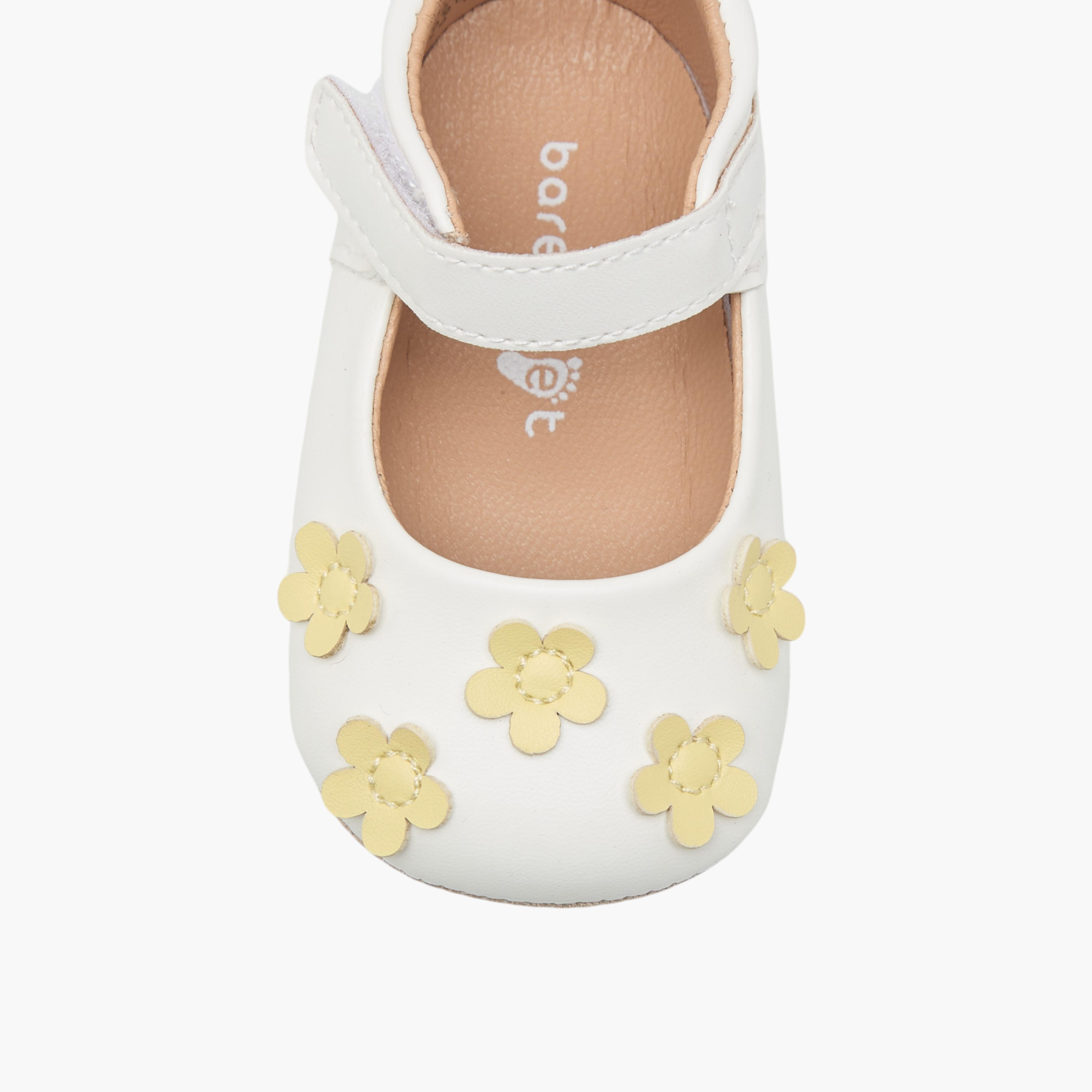 Barefeet Floral Accent Shoes with Hook and Loop Closure-baby-girls-shoes-closedshoes-image-4