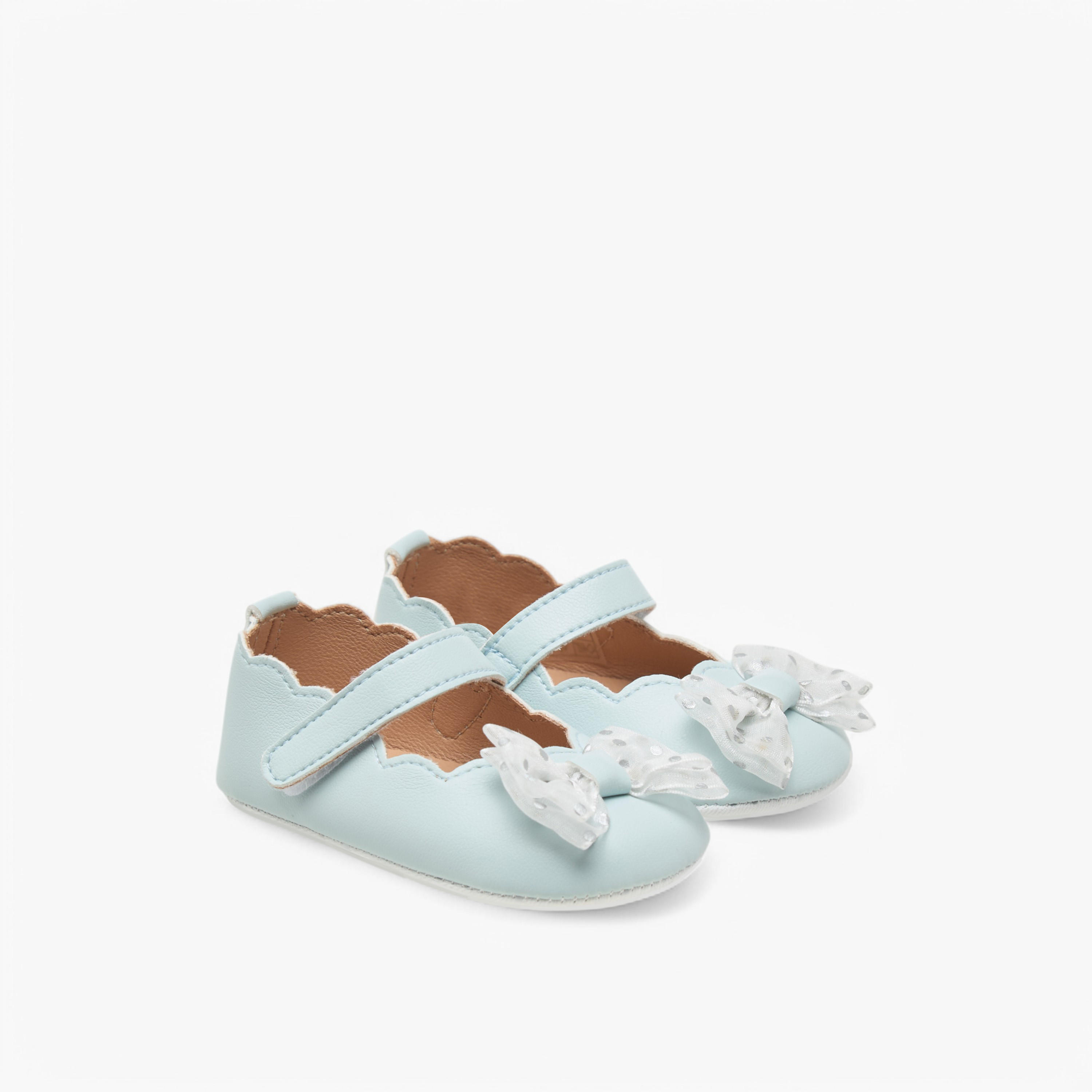 Barefeet Bow Accent Shoes with Hook and Loop Closure-baby-girls-shoes-closedshoes-image-1