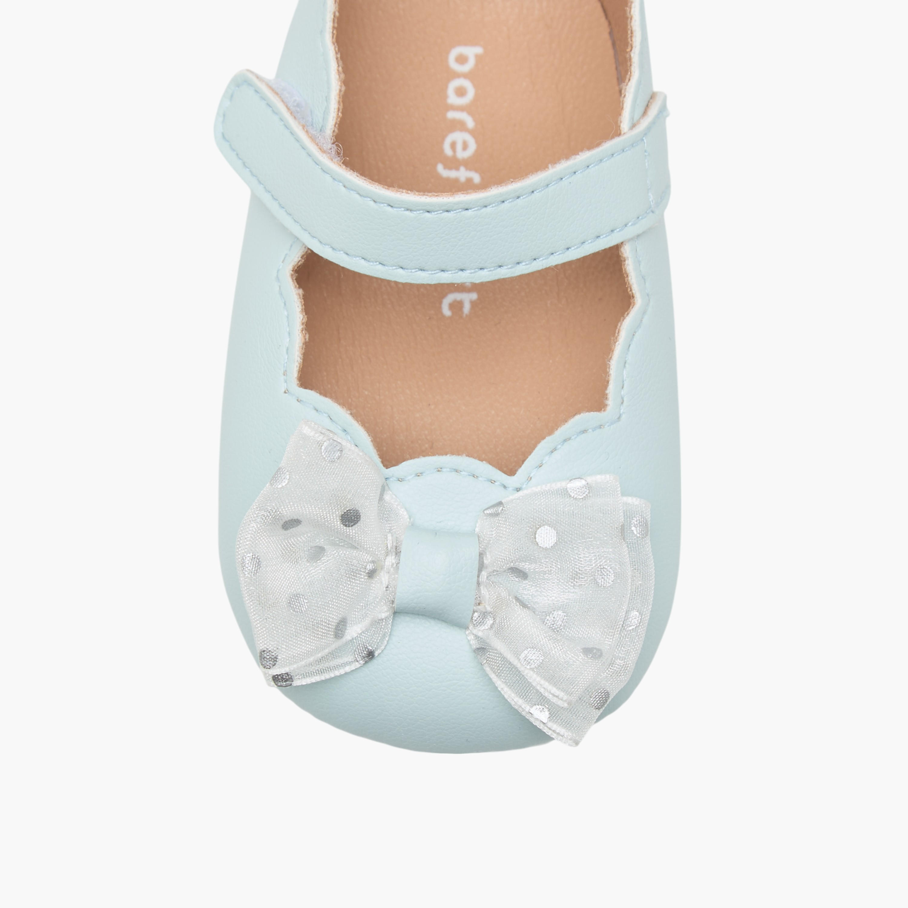 Barefeet Bow Accent Shoes with Hook and Loop Closure-baby-girls-shoes-closedshoes-image-4