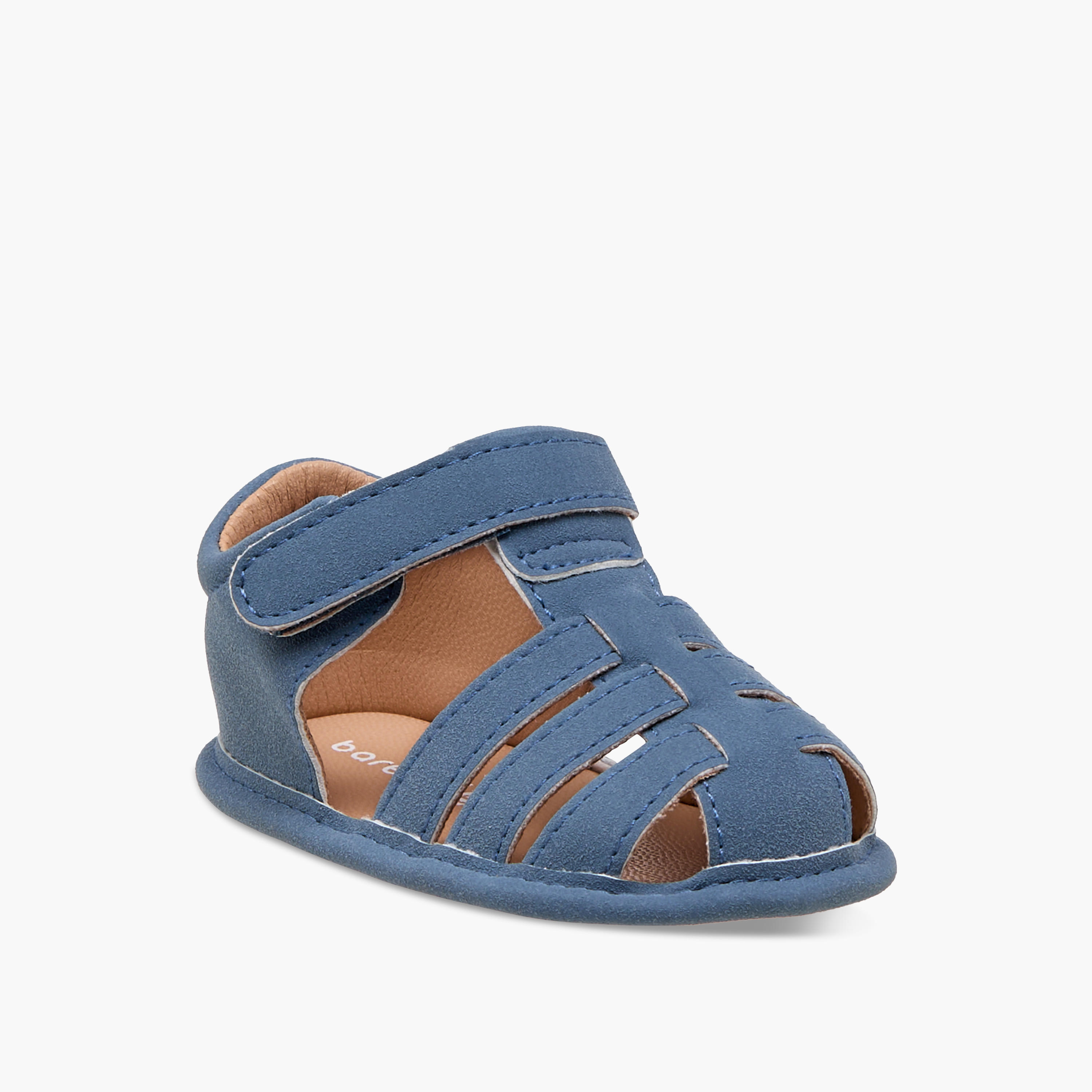 Barefeet Solid Booties with Hook and Loop Closure-baby-boys-shoes-booties-image-2