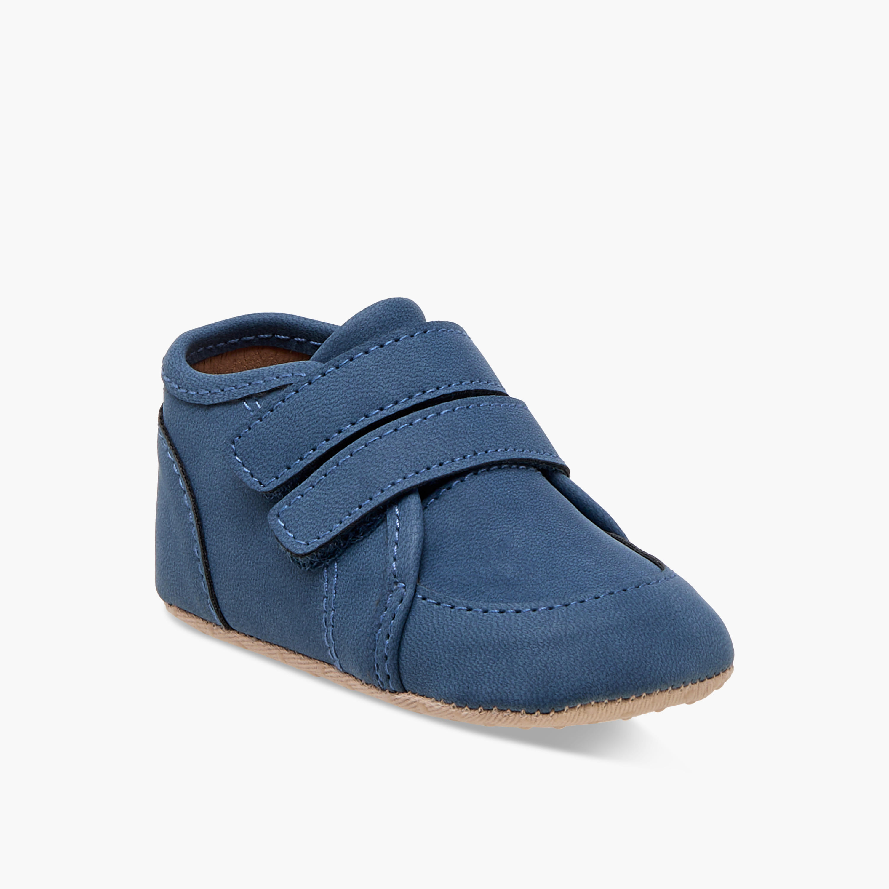 Barefeet Solid Booties with Hook and Loop Closure-baby-boys-shoes-booties-image-2