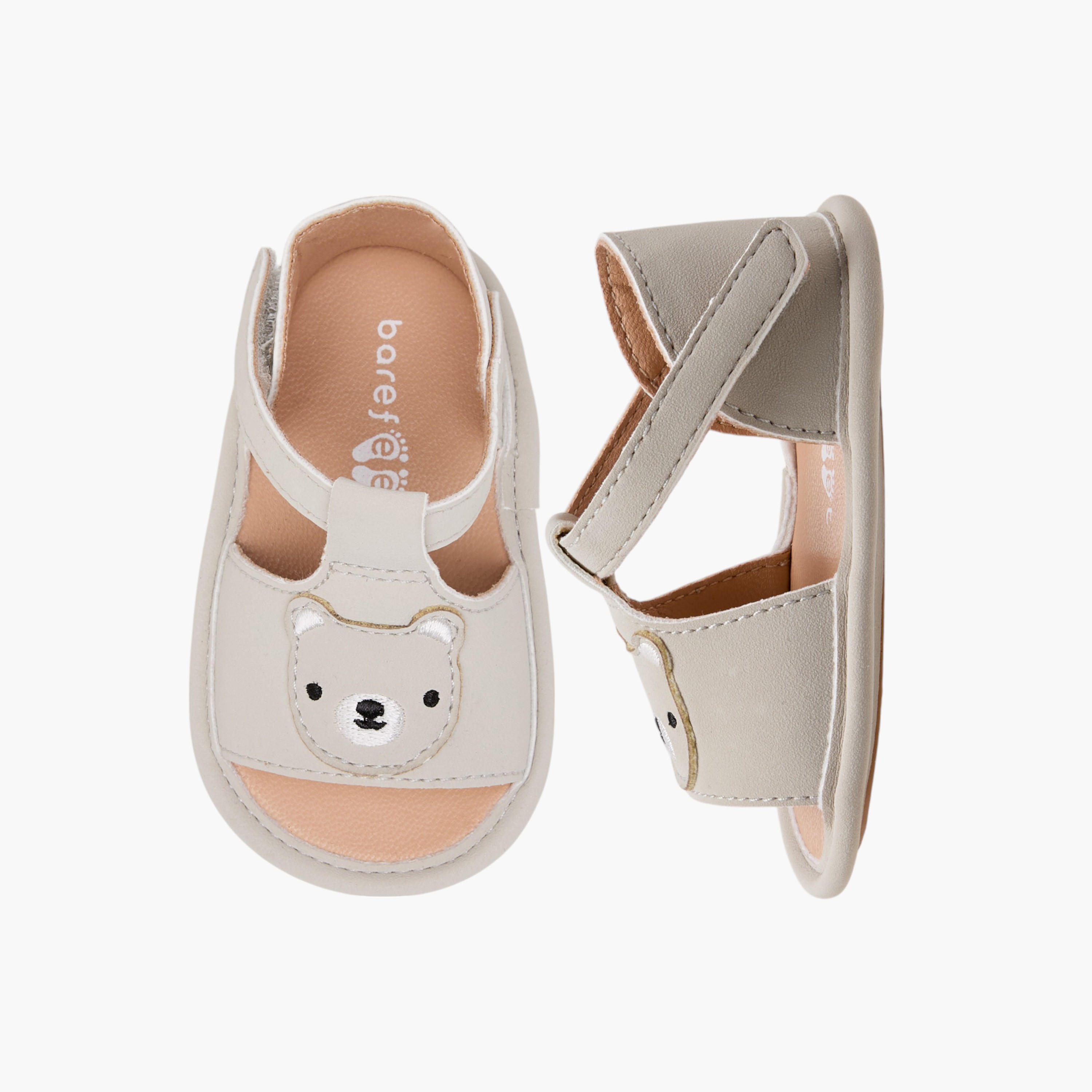 Barefeet Bear Applique Sandals with Hook and Loop Closure-baby-girls-shoes-sandals-image-1