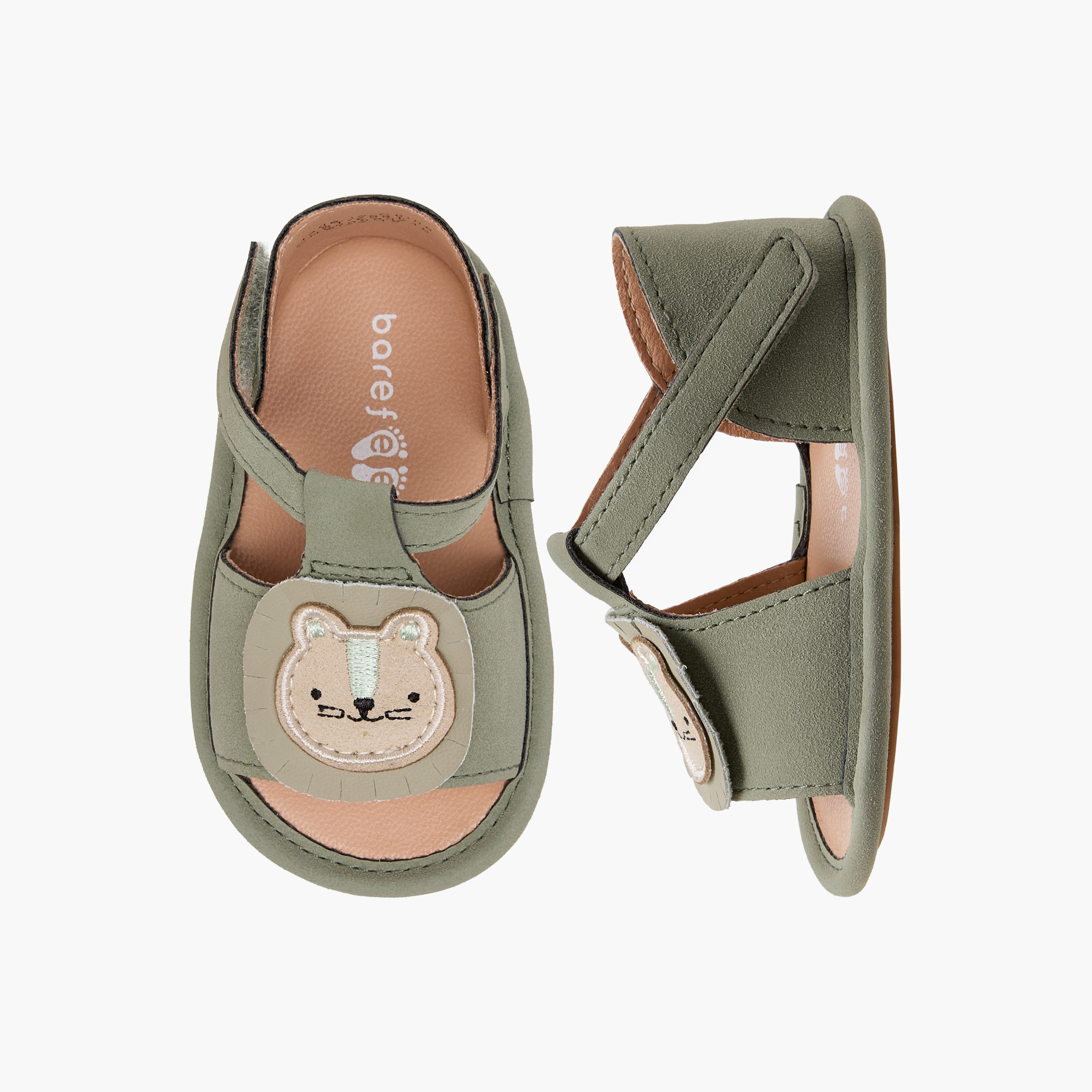 Barefeet Bear Applique Booties with Hook and Loop Closure-baby-boys-shoes-booties-image-1