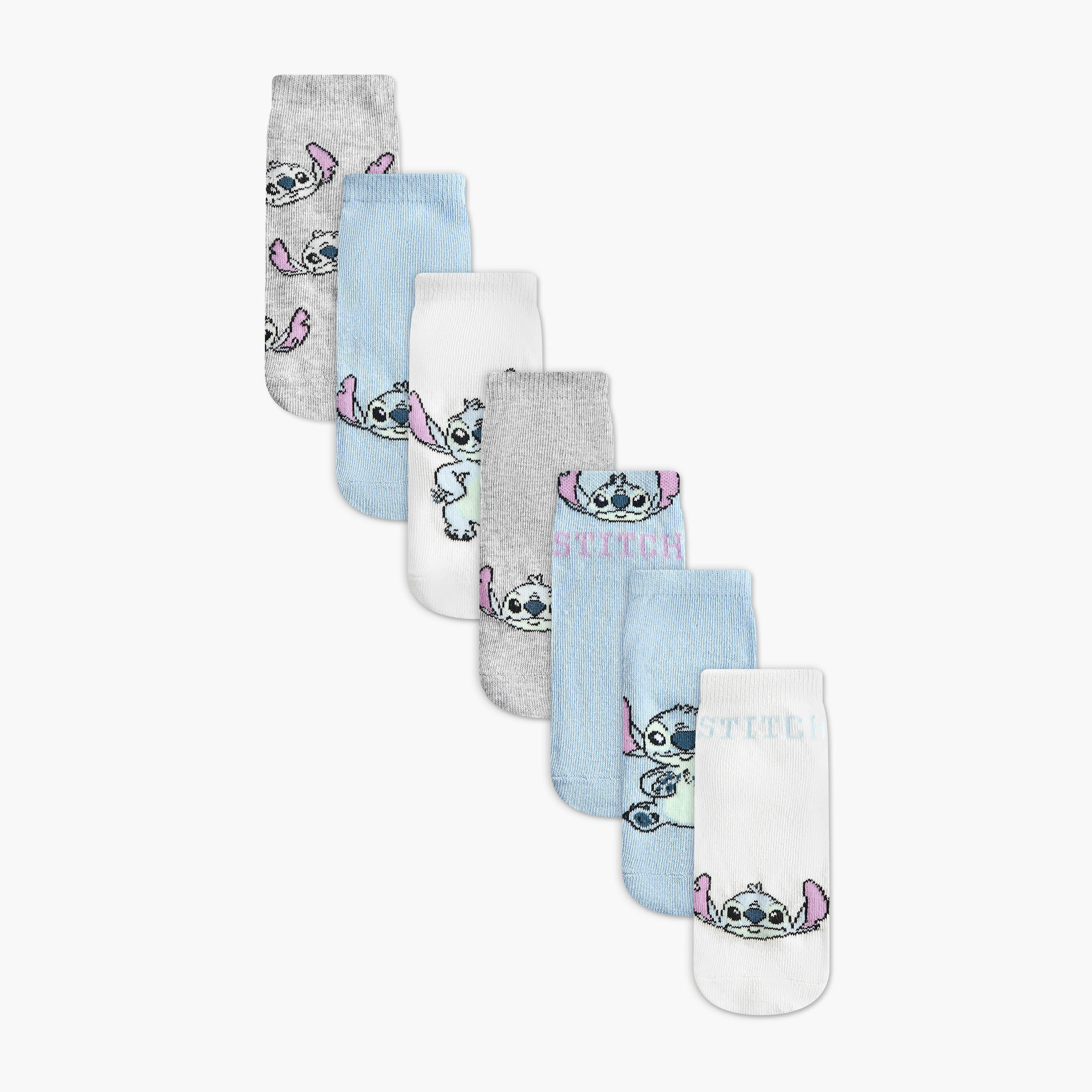 Pack of 7 Disney Girls Socks Ankle Length Stitch Print-girls-accessories-socks-image-1