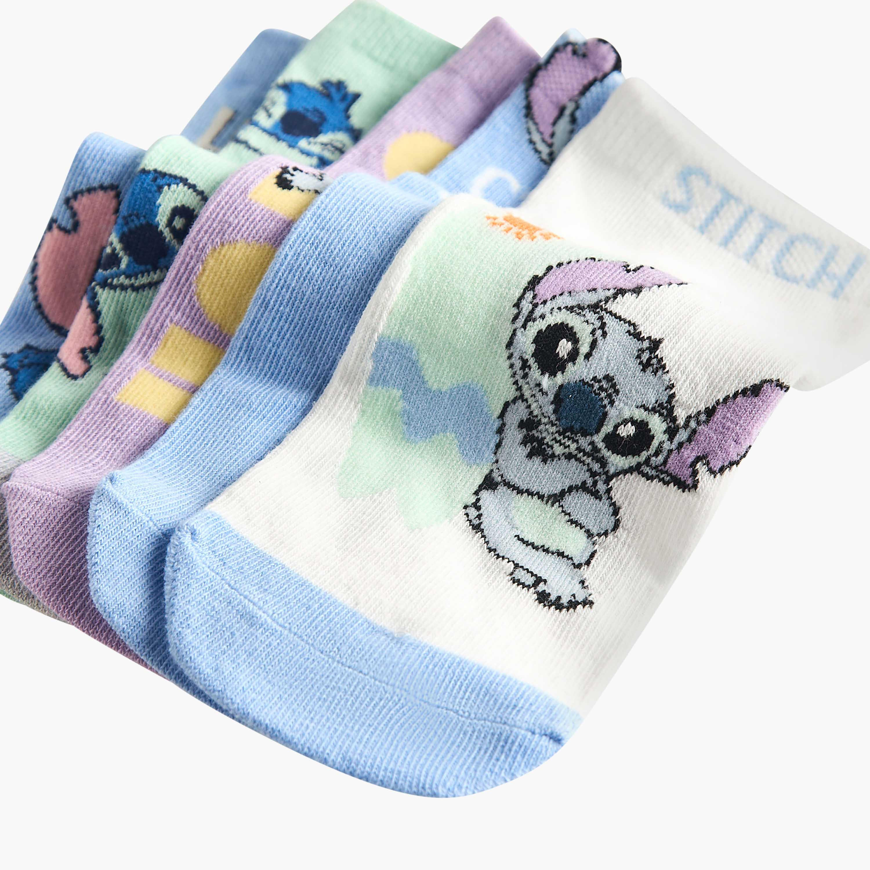 Pack of 5 Disney Girls Socks Ankle Length Stitch Print-girls-accessories-socks-image-4