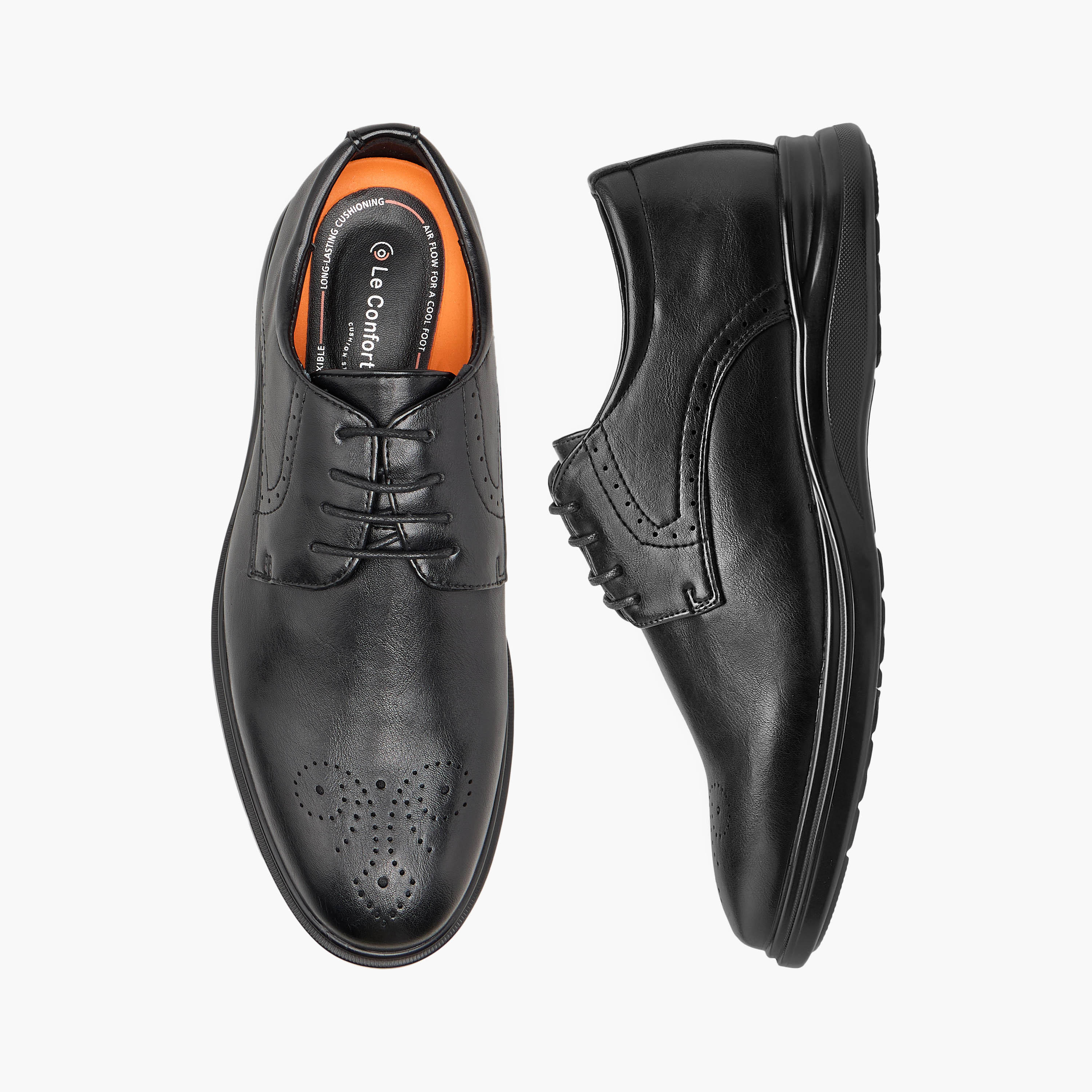 Le Confort Men Perforated Lace-Up Derby Shoes-men-shoes-formalshoes-image-1