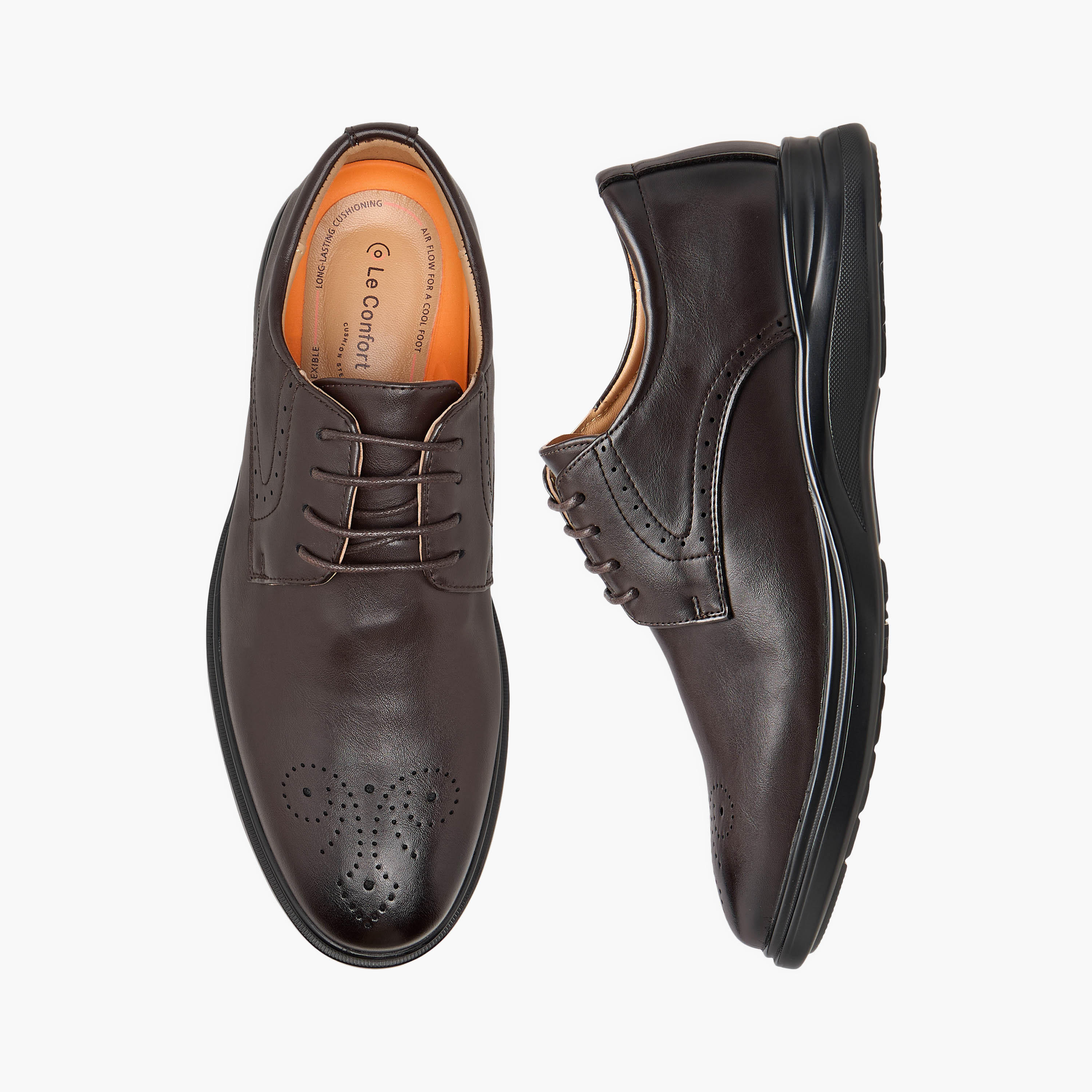 Le Confort Men Perforated Lace-Up Derby Shoes-men-shoes-formalshoes-image-1