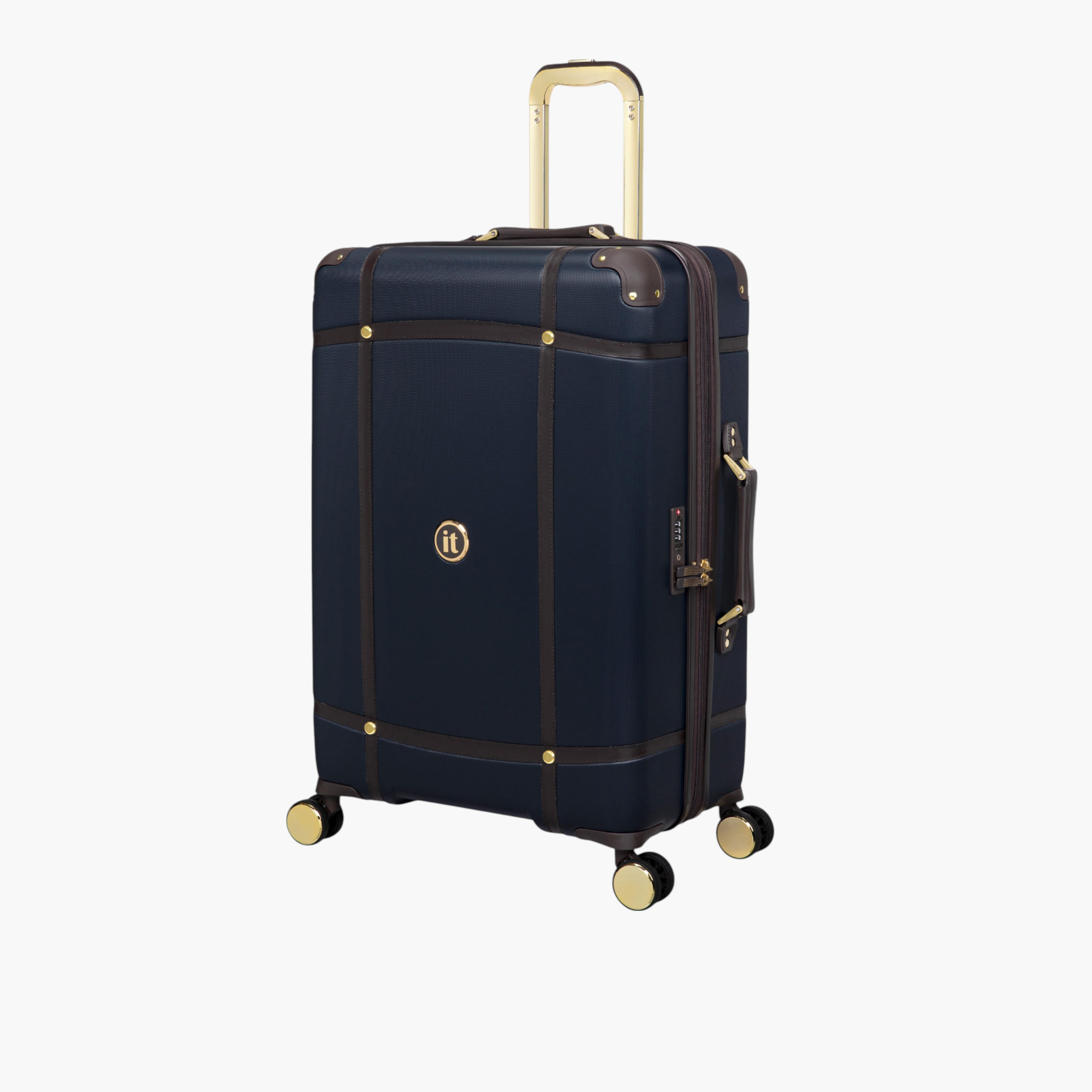 IT Solid Hardcase Trolley Bag with Retractable Handle and Zip Closure - 24 Inches Check-In Bag-travel-luggagesandbags-luggage-image-1