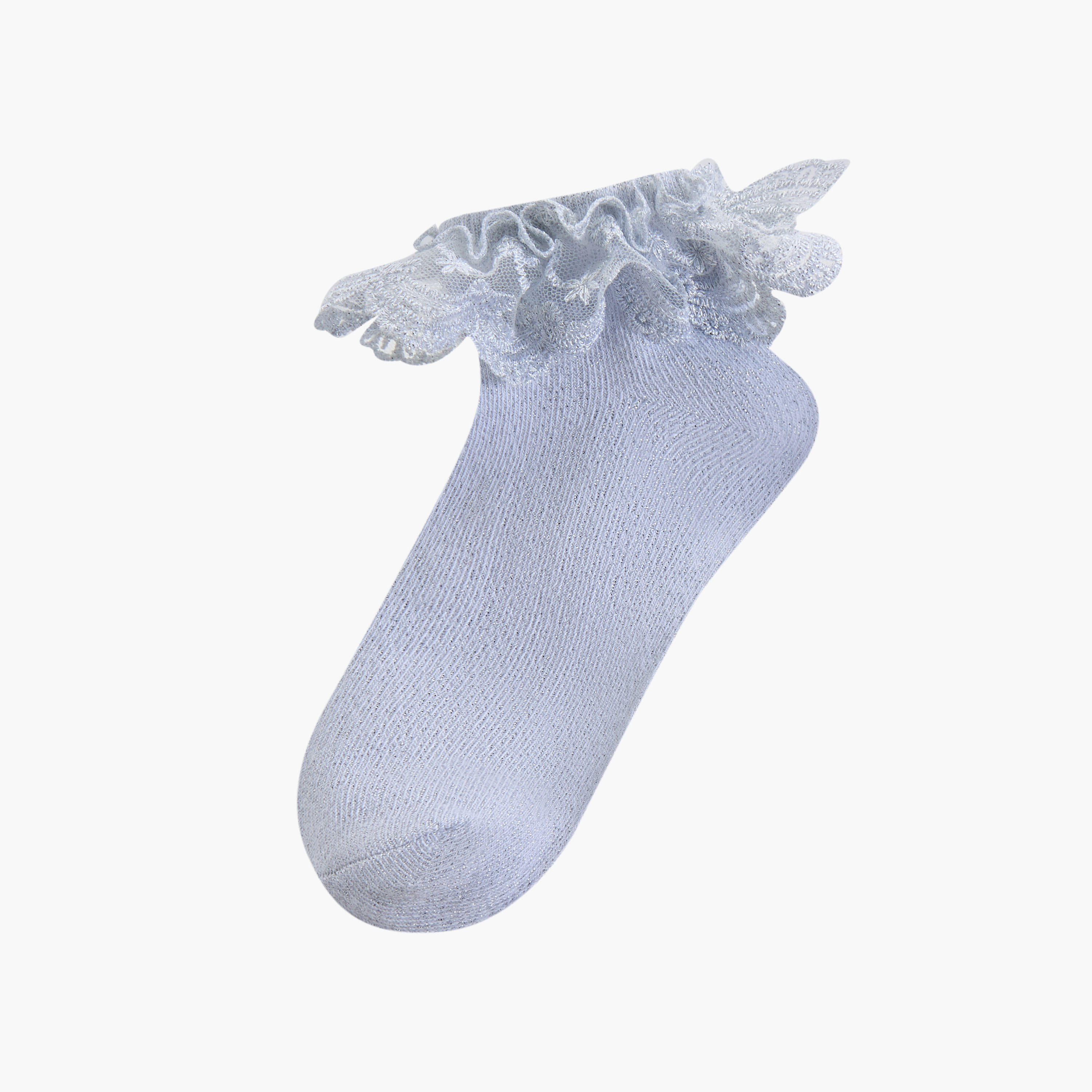 Little Missy Solid Socks with Frill Detail - Set of 2-girls-accessories-socks-image-2