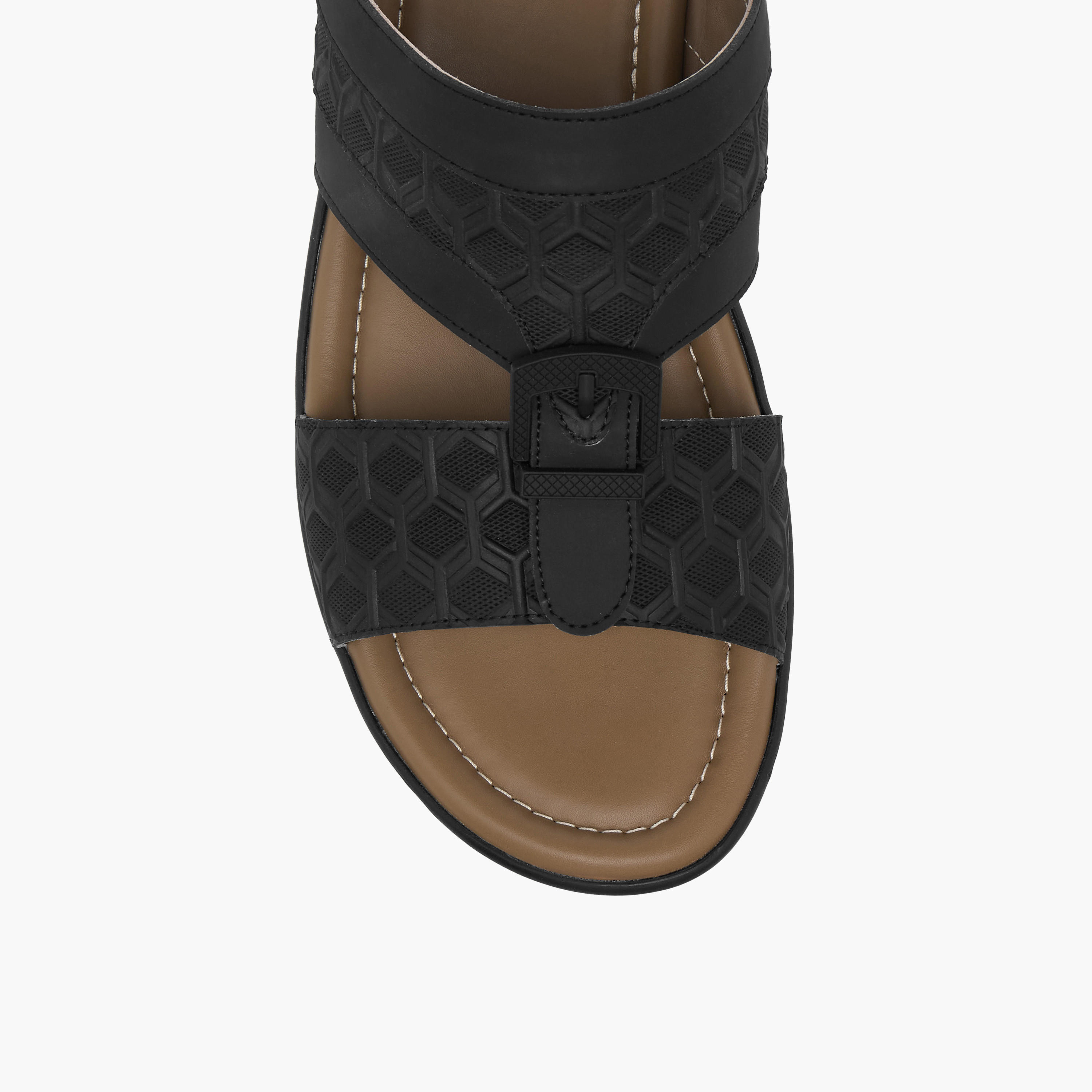 LBL by Shoexpress Textured Slip-On Arabic Sandals with Buckle Detail-men-shoes-sandals-image-3