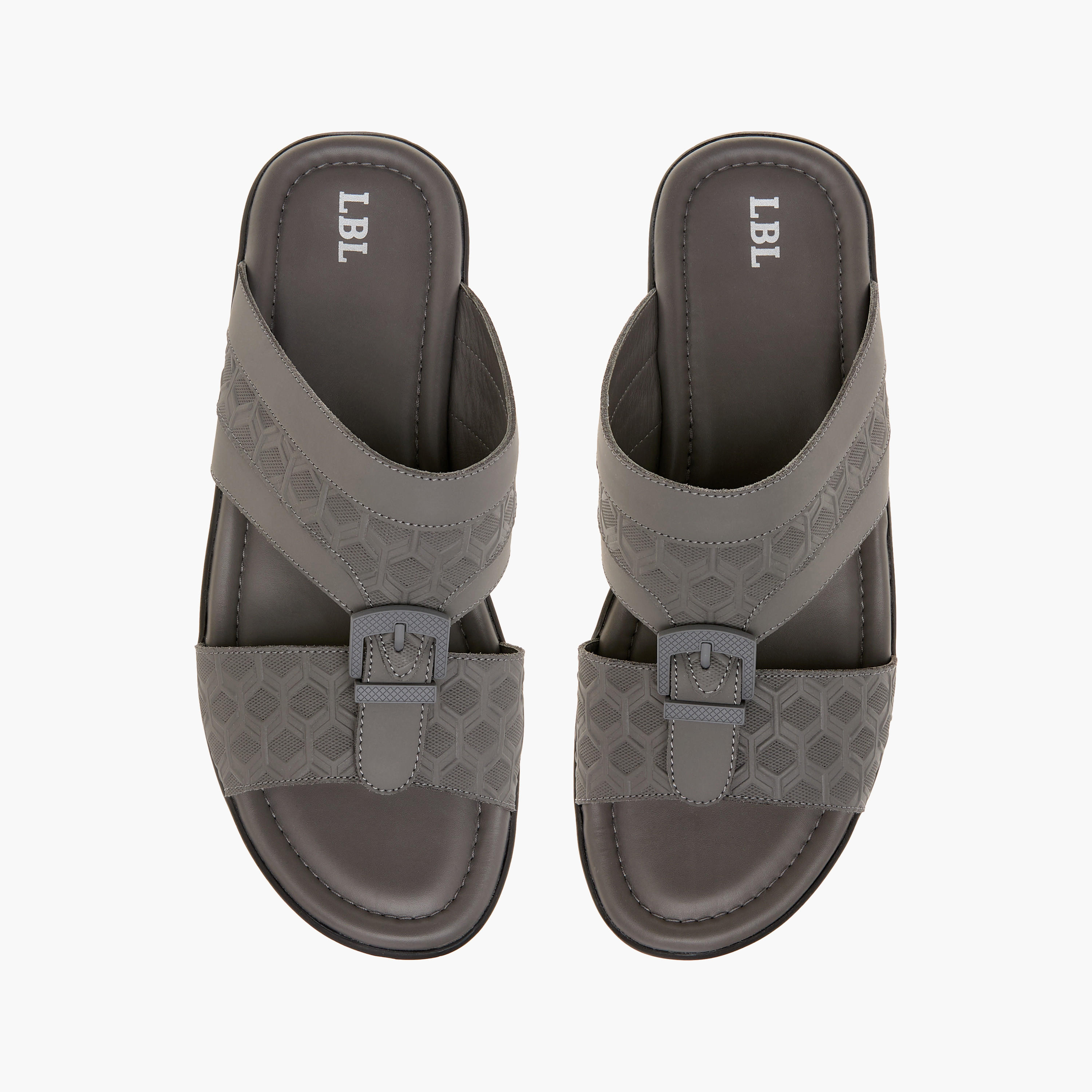 LBL by Shoexpress Textured Slip-On Arabic Sandals with Buckle Detail-men-shoes-sandals-image-1