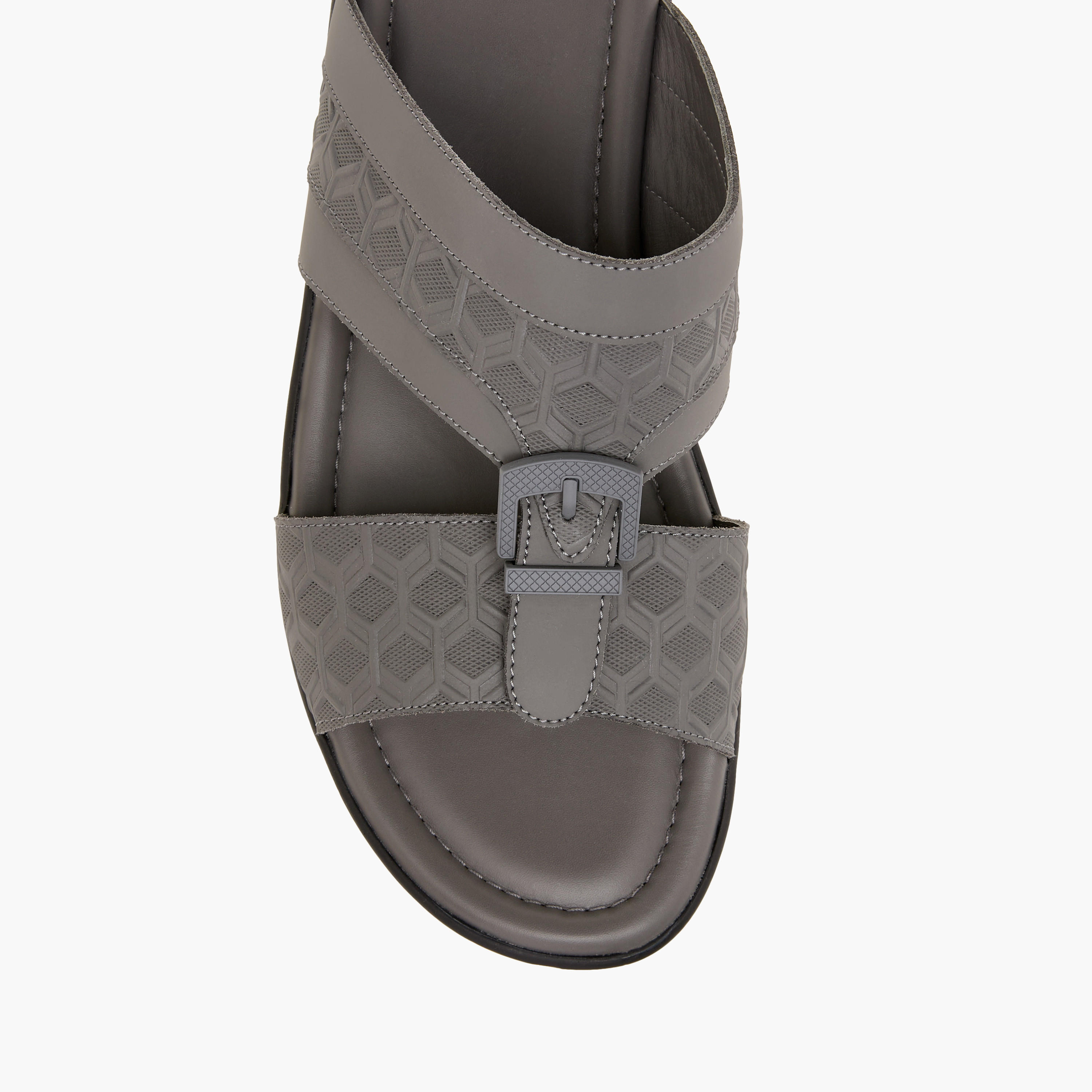LBL by Shoexpress Textured Slip-On Arabic Sandals with Buckle Detail-men-shoes-sandals-image-3