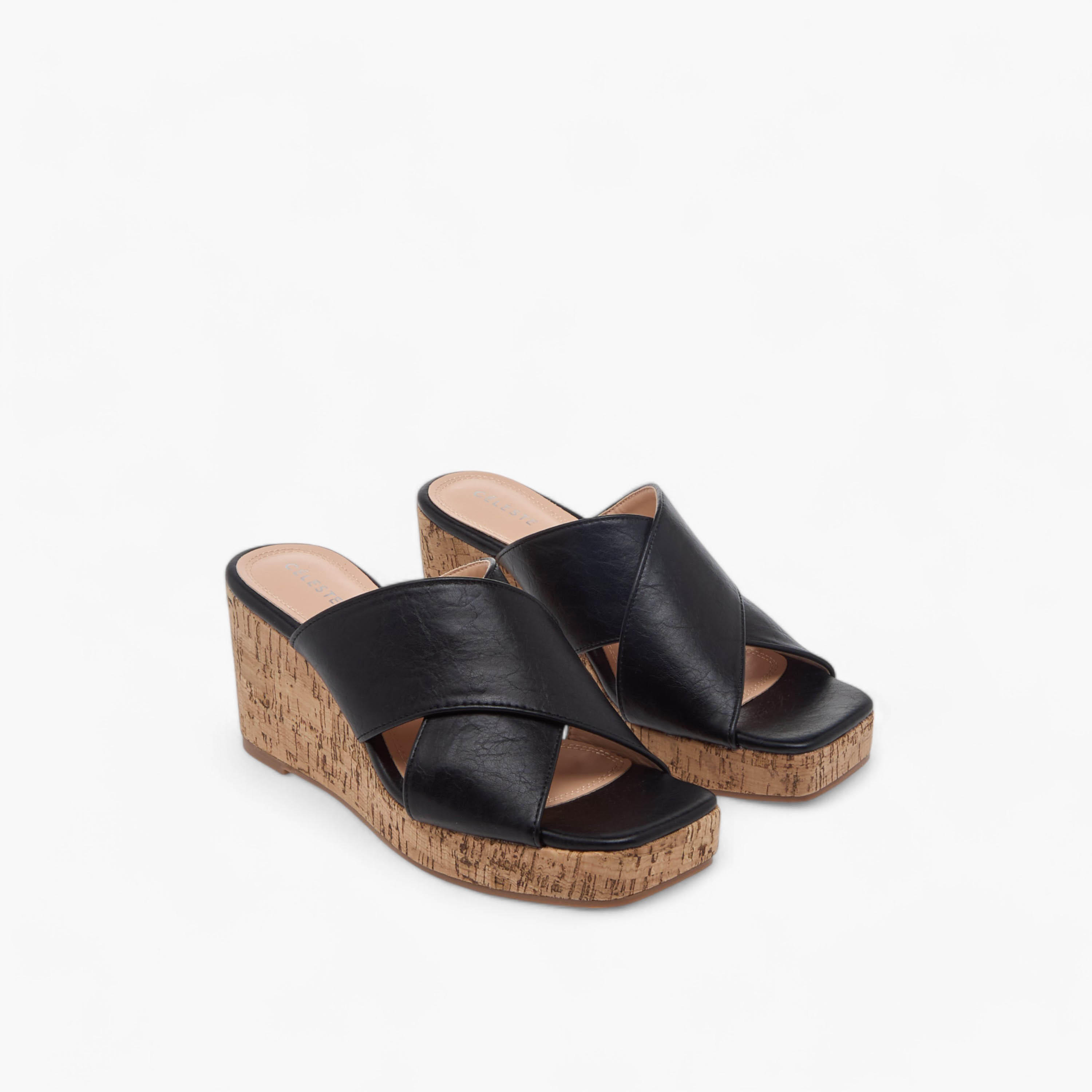 Celeste Women's Solid Slip-On Sandals with Wedge Heels-women-shoes-sandals-heeled-image-1
