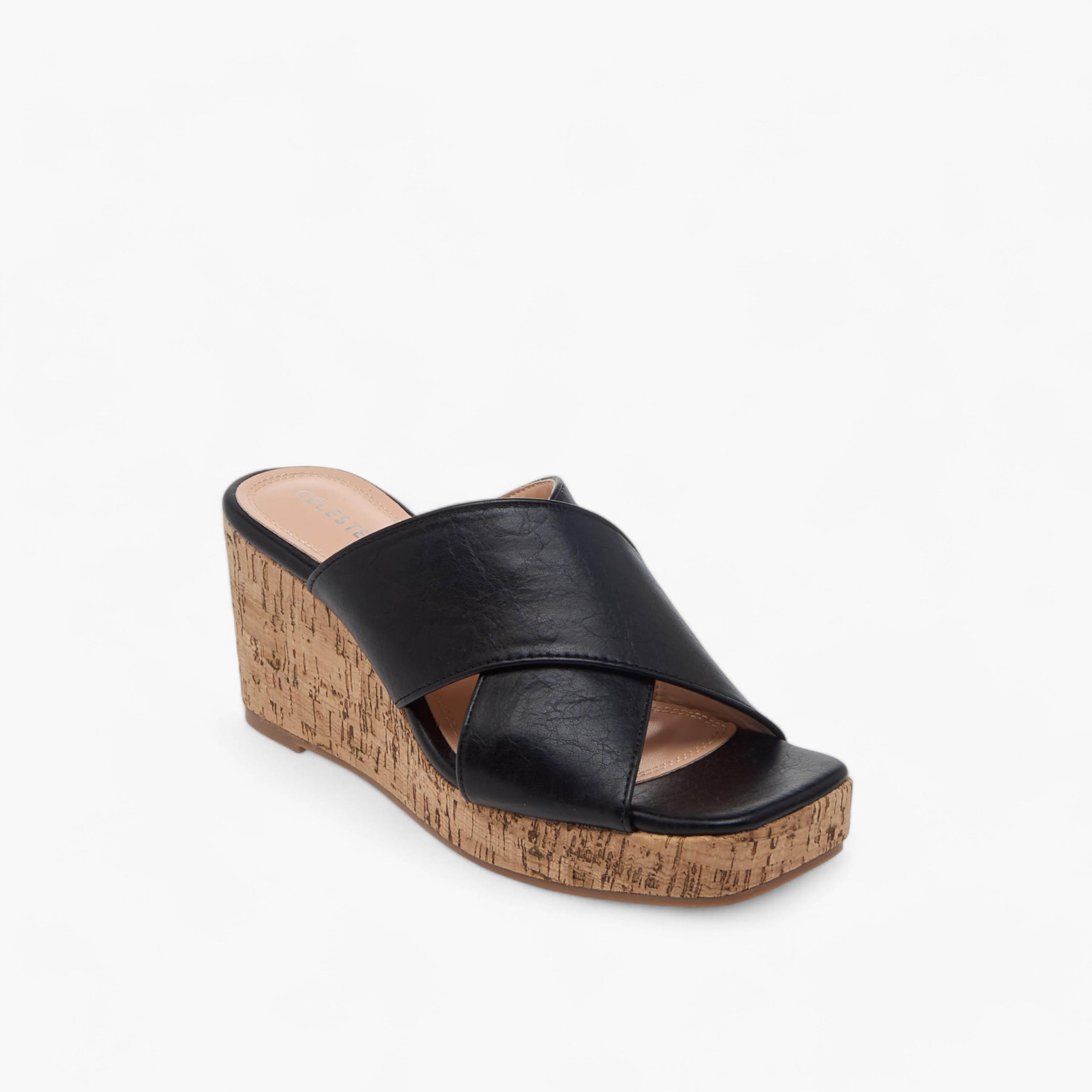 Celeste Women's Solid Slip-On Sandals with Wedge Heels-women-shoes-sandals-heeled-image-2