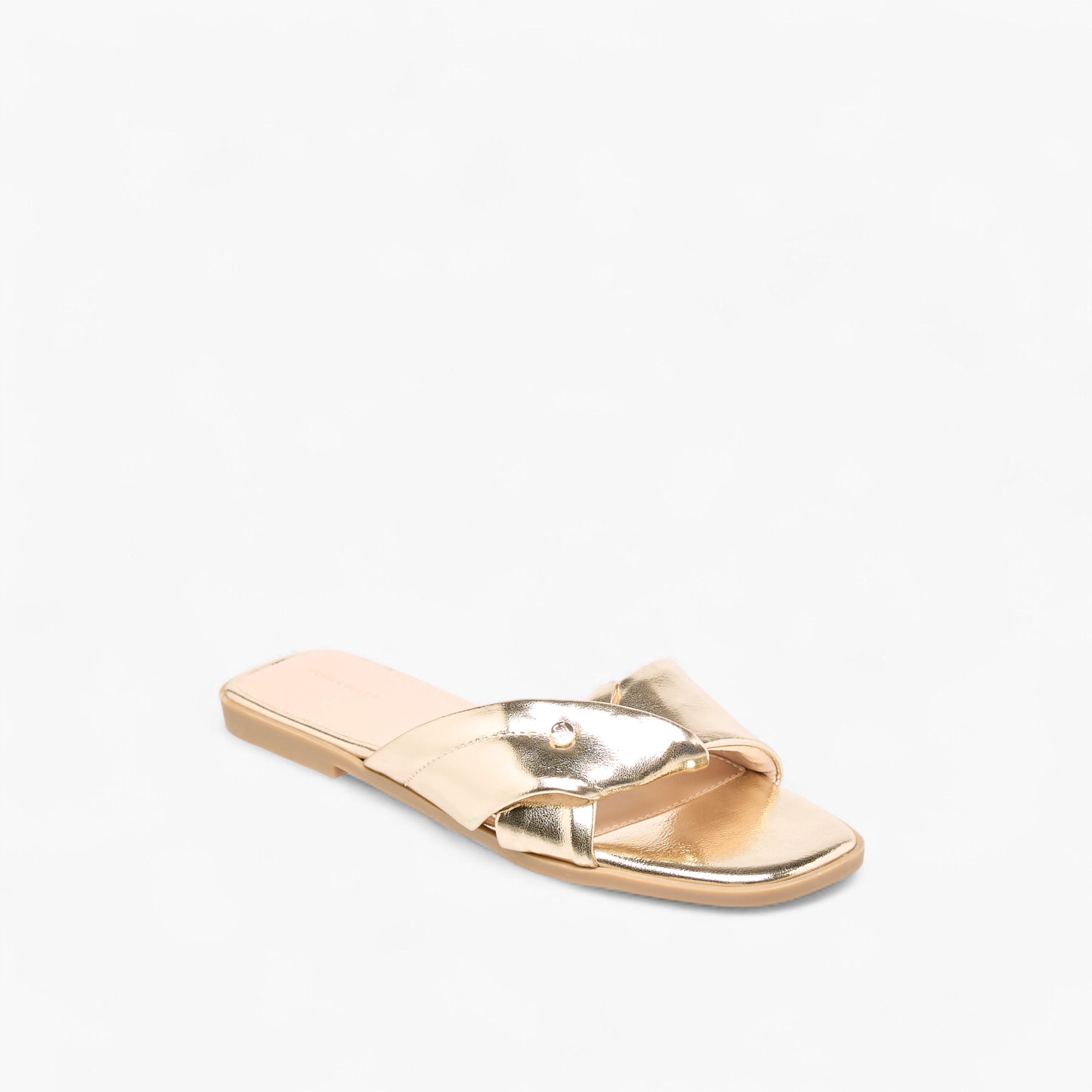 Flora Bella Solid Knot Detail Slip-On Flat Sandals-women-shoes-flats-sandals-image-2