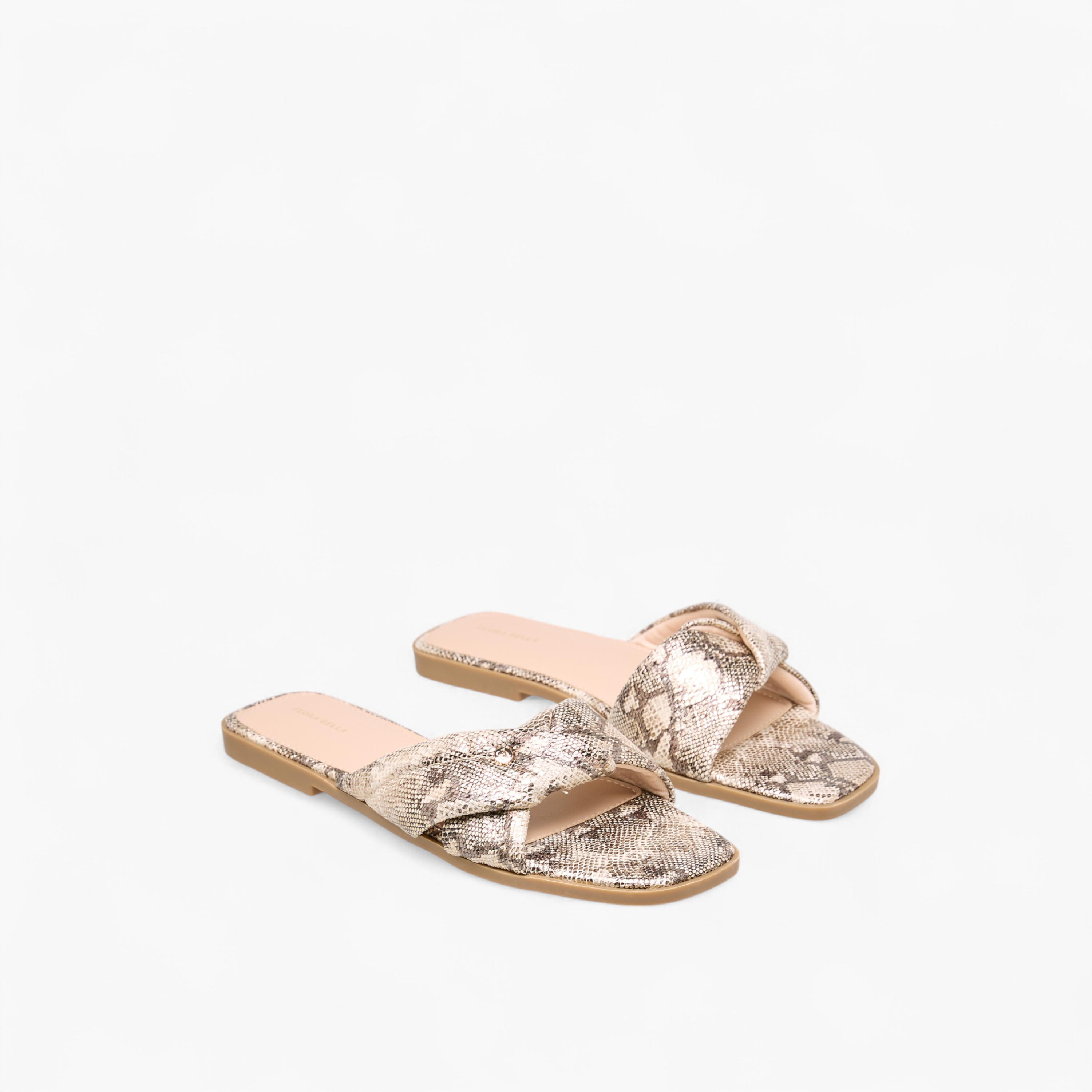 Flora Bella Animal Print Knot Detail Slip-On Flat Sandals-women-shoes-flats-sandals-image-1