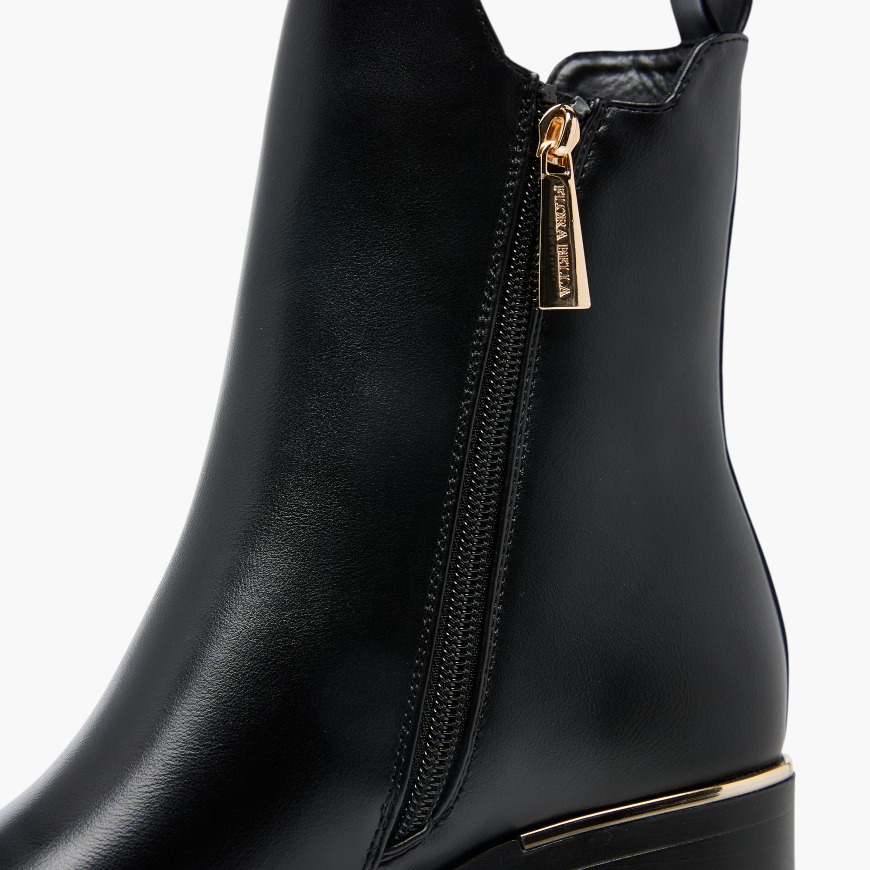 Flora Bella Solid Ankle Boots with Zip Closure-women-shoes-boots-image-4