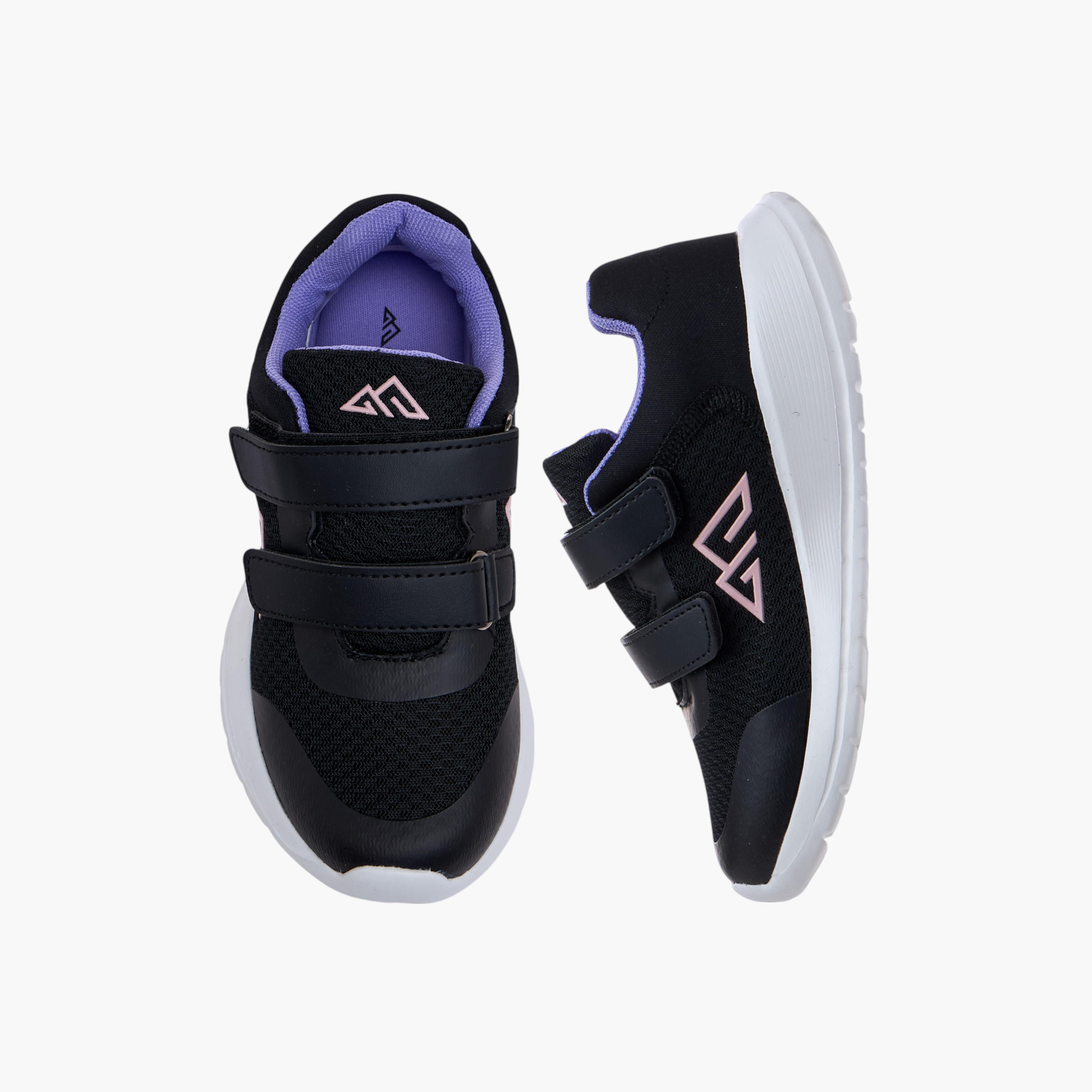 Oaklan by Shoexpress Logo Print Sports Shoes with Hook and Loop Closure-girls-shoes-sports-image-1