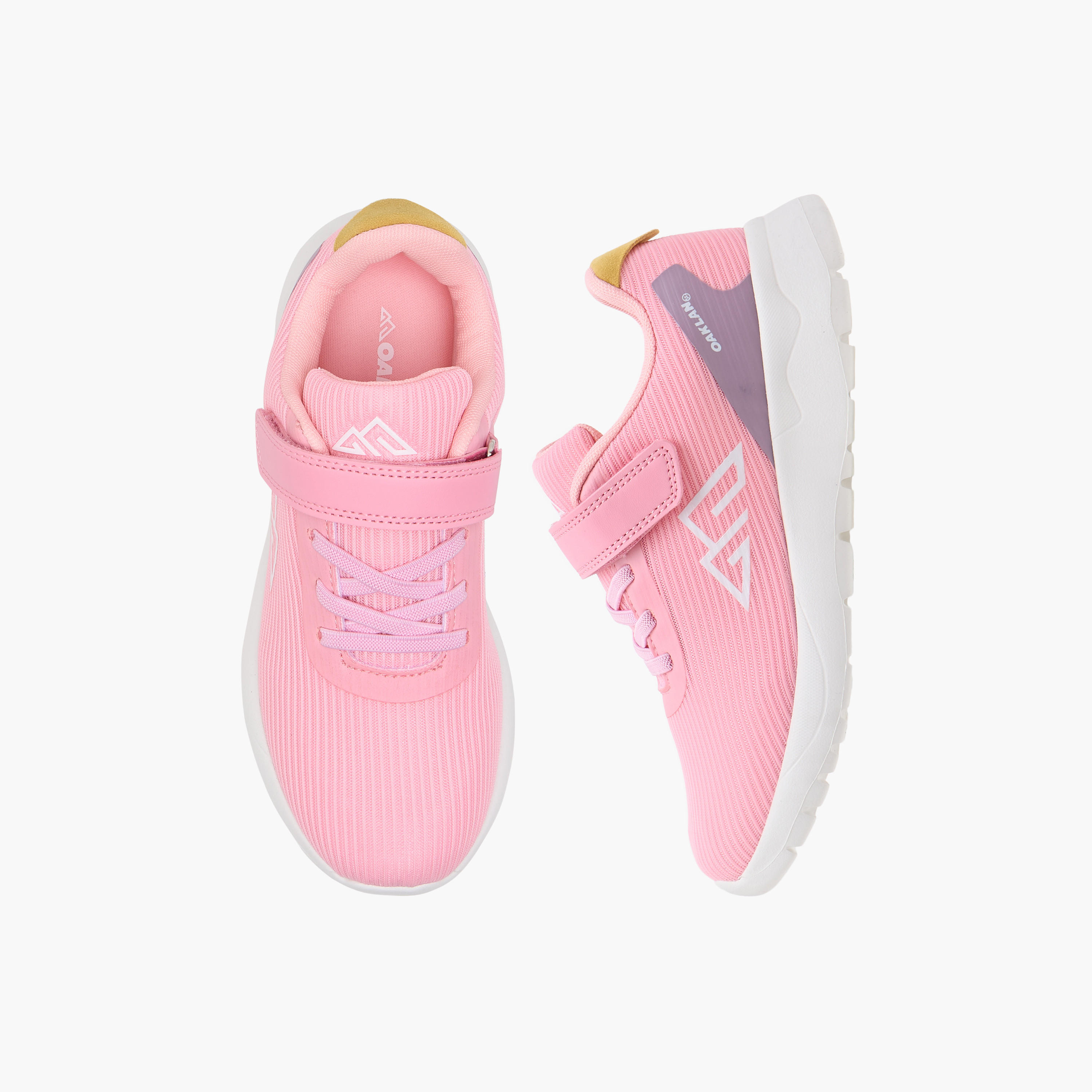 Oaklan by Shoexpress Logo Print Sports Shoes with Hook and Loop Closure-girls-shoes-sports-image-1