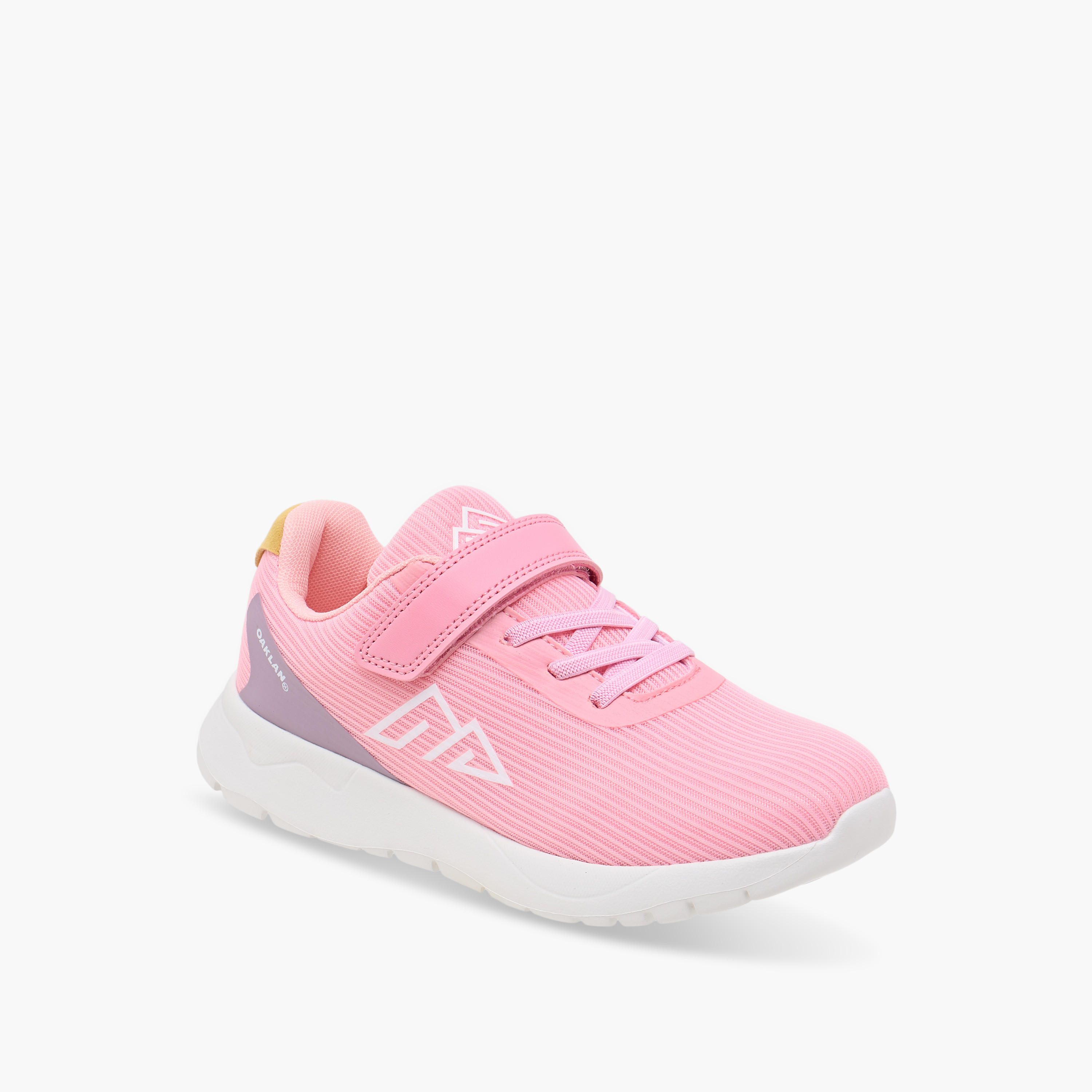 Oaklan by Shoexpress Logo Print Sports Shoes with Hook and Loop Closure-girls-shoes-sports-image-2