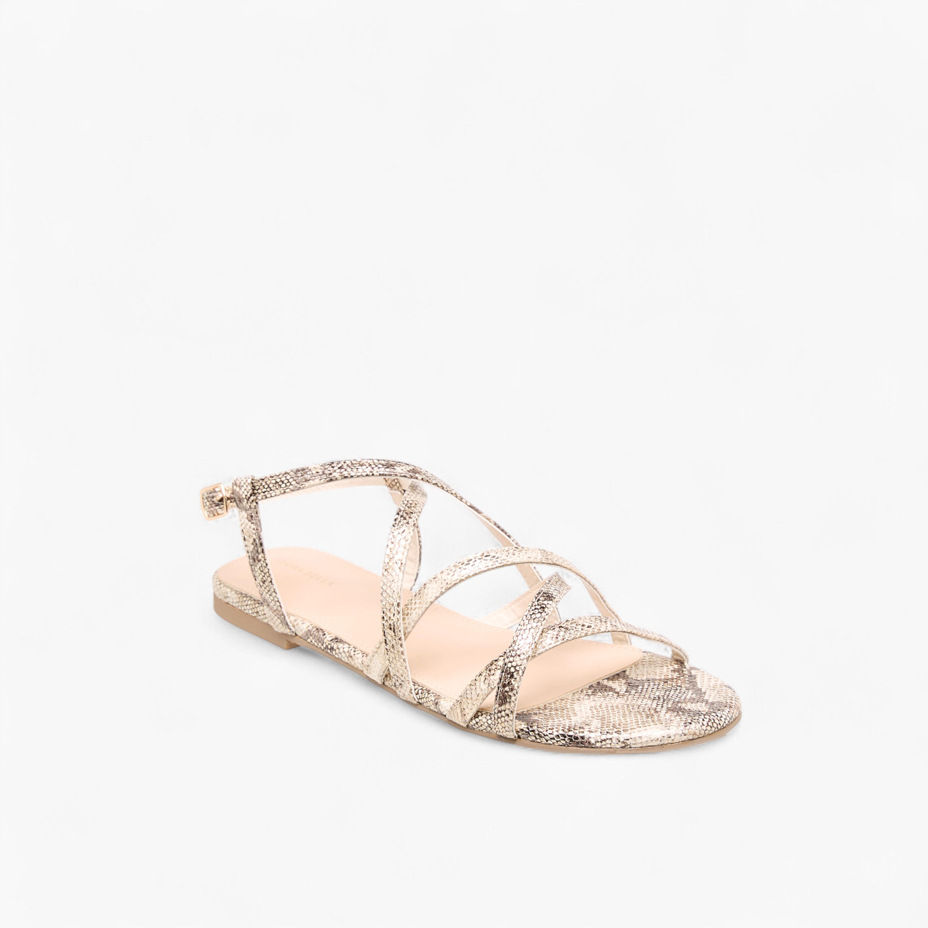 Flora Bella Animal Print Criss Cross Sandals with Buckle Closure-women-shoes-flats-sandals-image-2