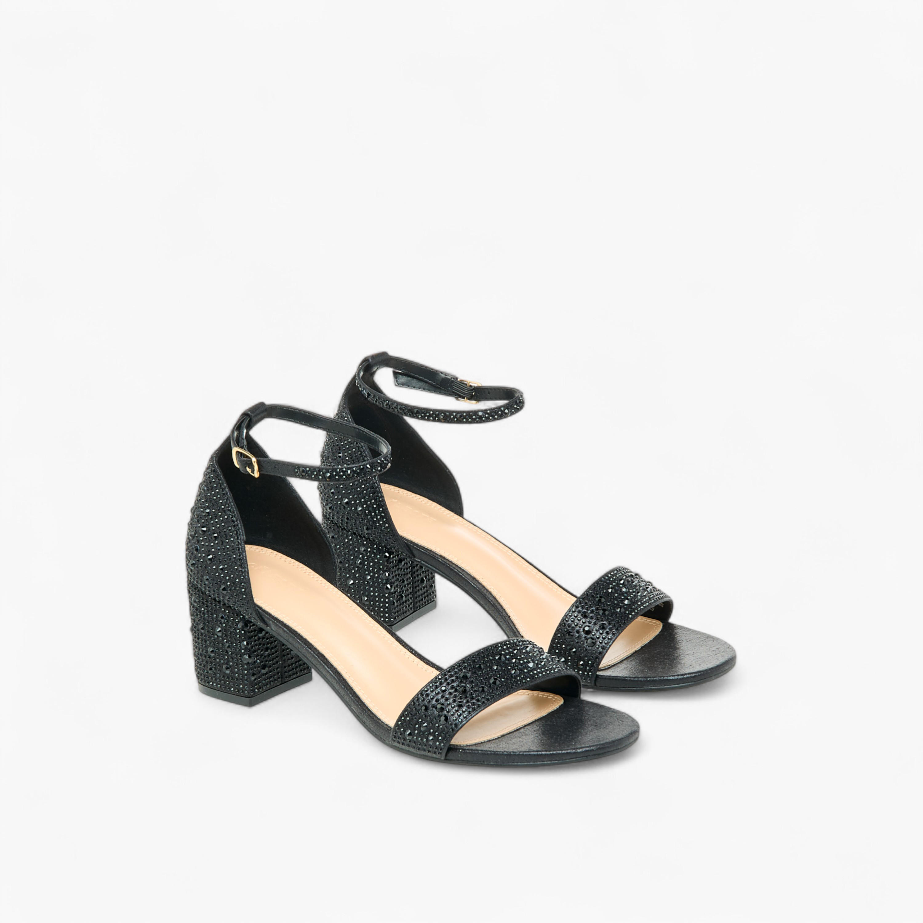 Celeste Women's Embellished Block Heel Sandals with Buckle Closure-women-shoes-sandals-heeled-image-1