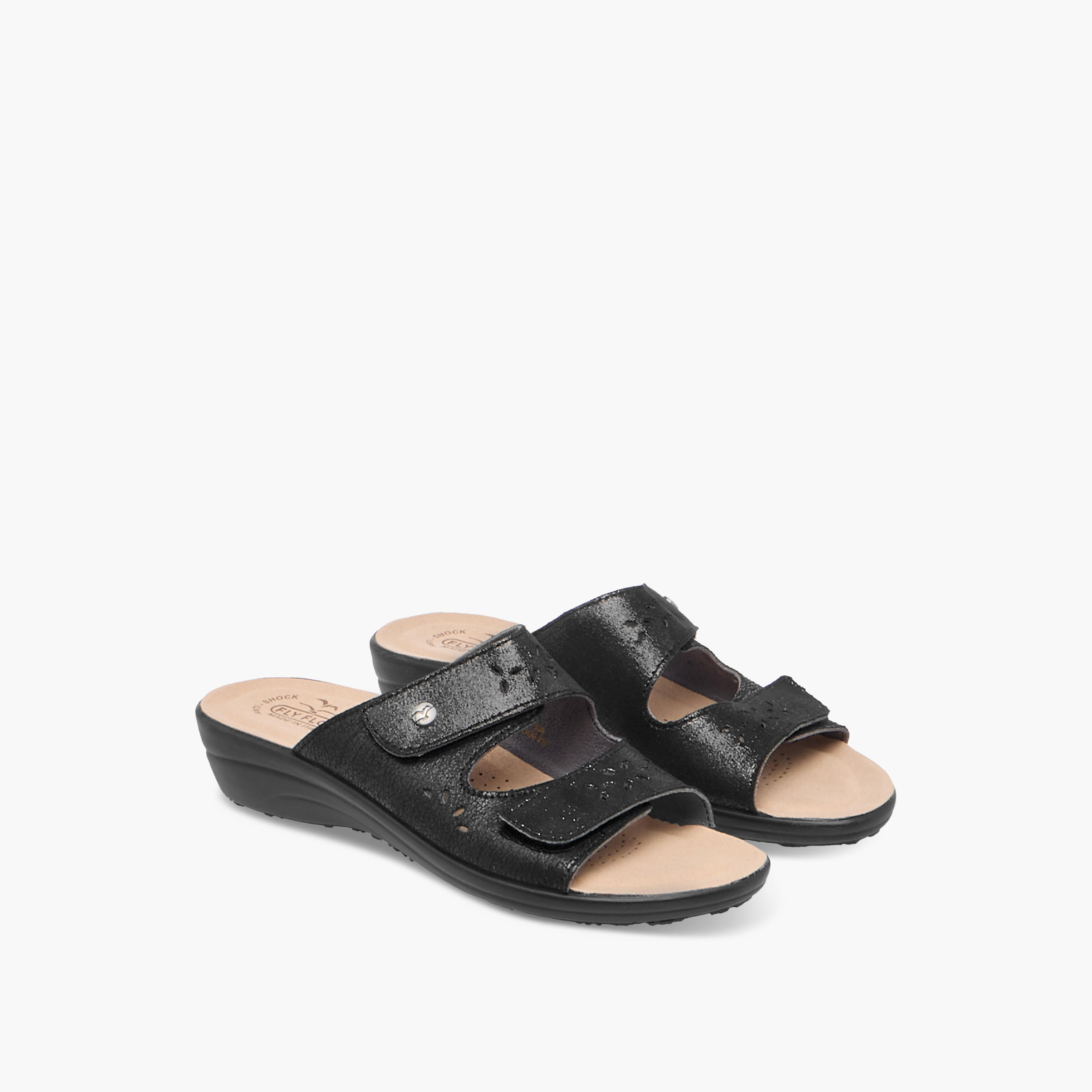 FlyFlot Cutout Detail Slip-On Comfort Sandals with Wedge Heels-women-shoes-sandals-heeled-image-1