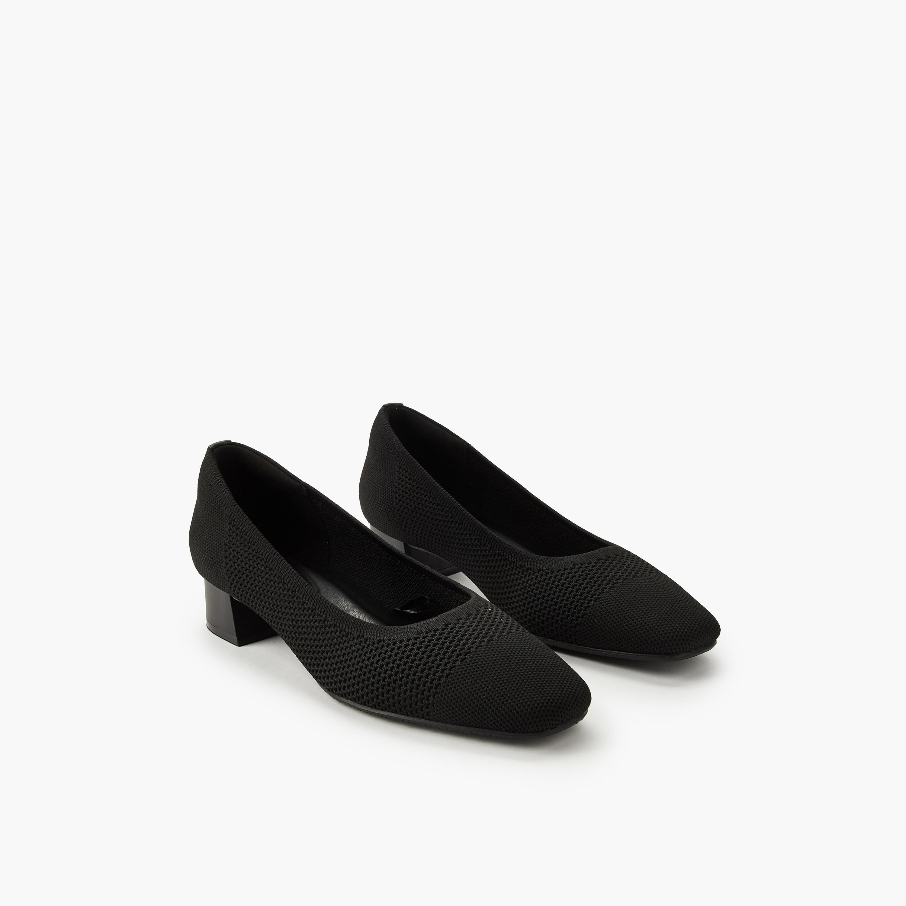Le Confort Mesh Textured Slip-On Comfort Pumps with Block Heels-women-shoes-heels-image-1