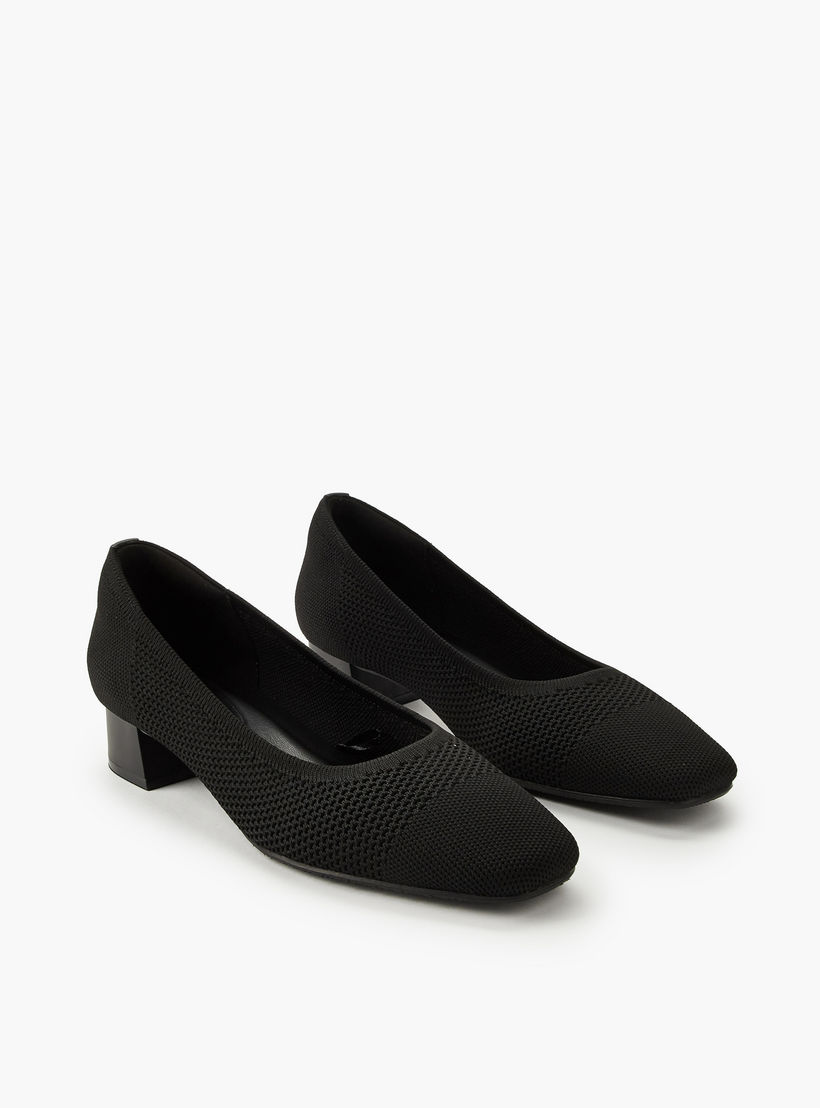 Le Confort Mesh Textured Slip-On Comfort Pumps with Block Heels-women-shoes-heels-image-1