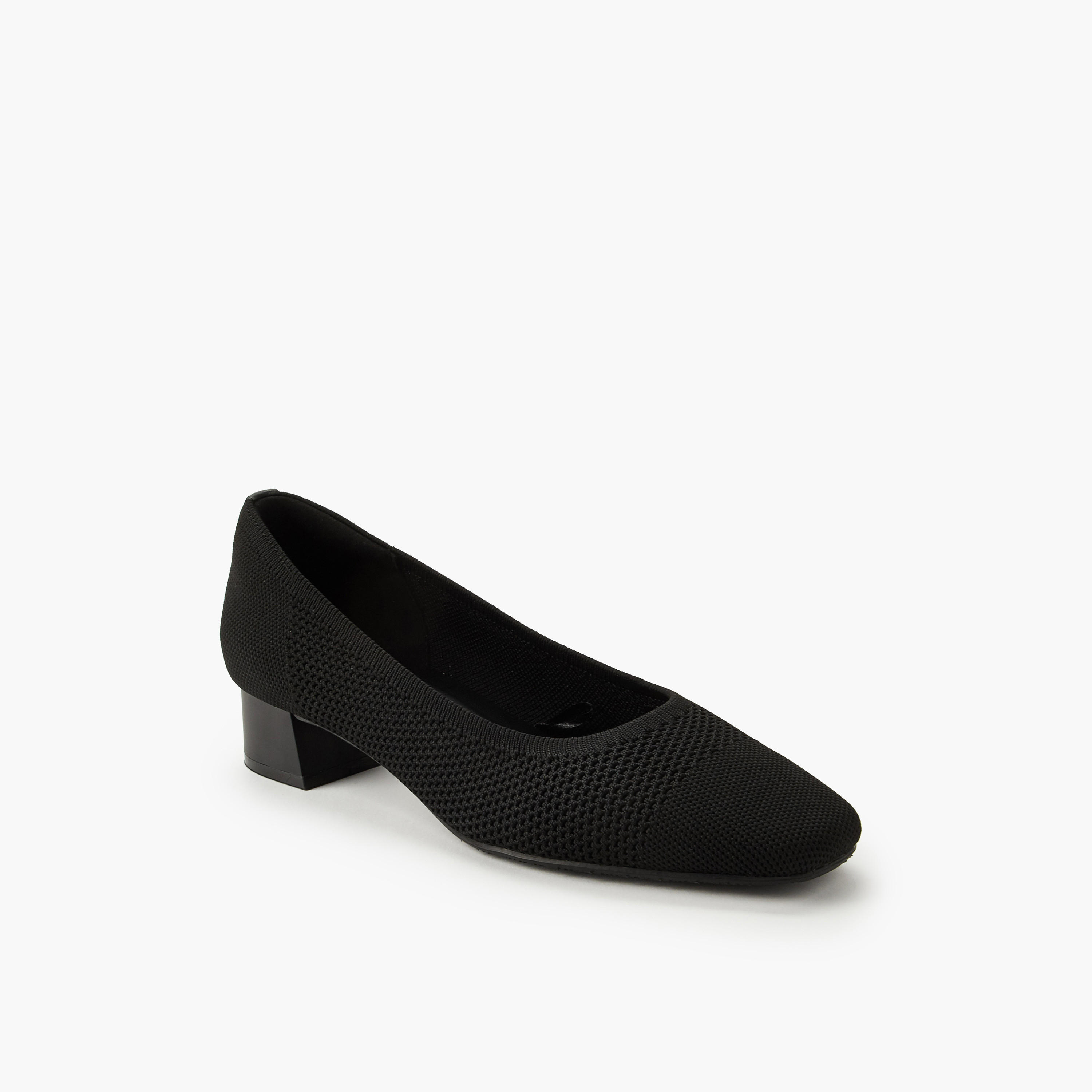 Le Confort Mesh Textured Slip-On Comfort Pumps with Block Heels-women-shoes-heels-image-2
