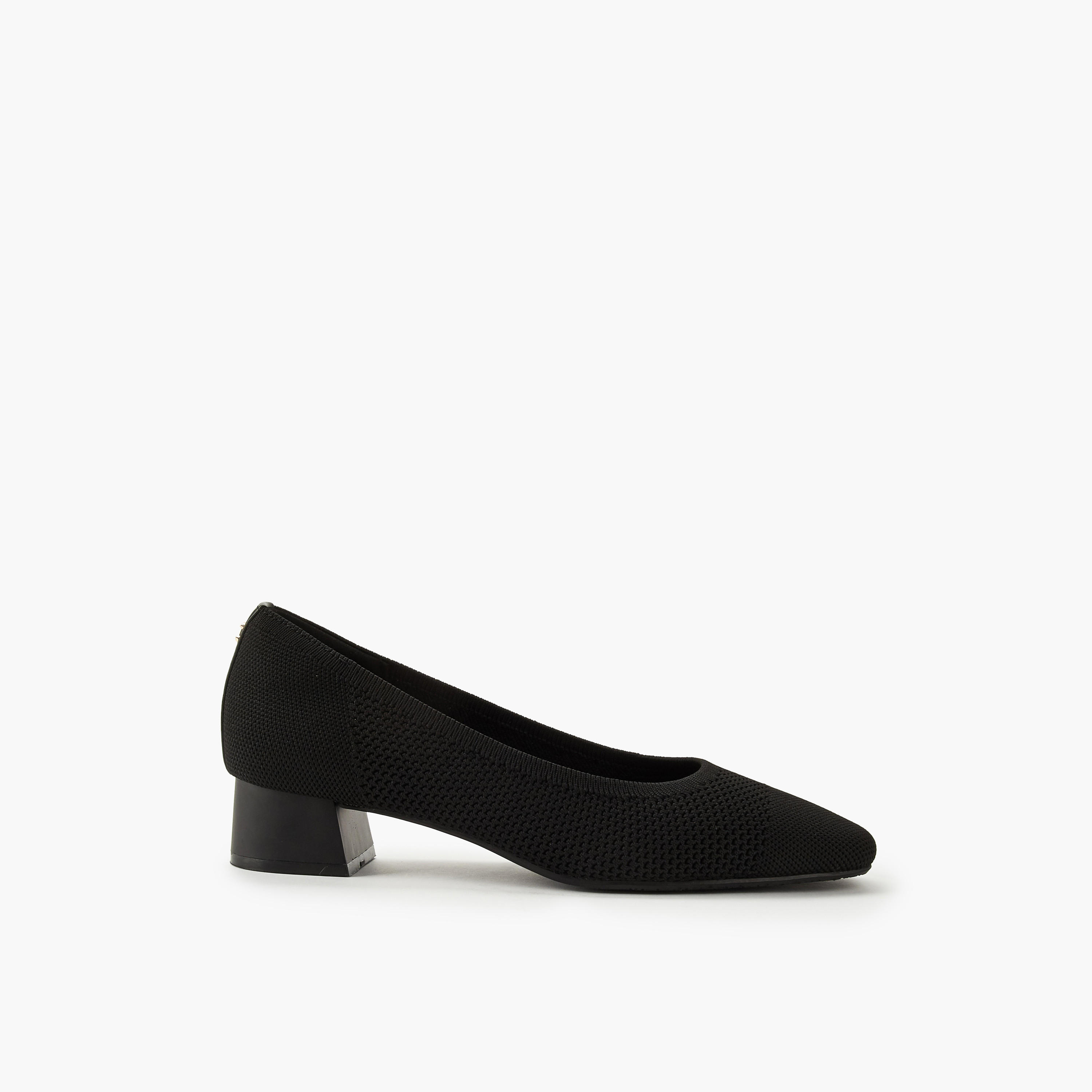 Le Confort Mesh Textured Slip-On Comfort Pumps with Block Heels-women-shoes-heels-image-3