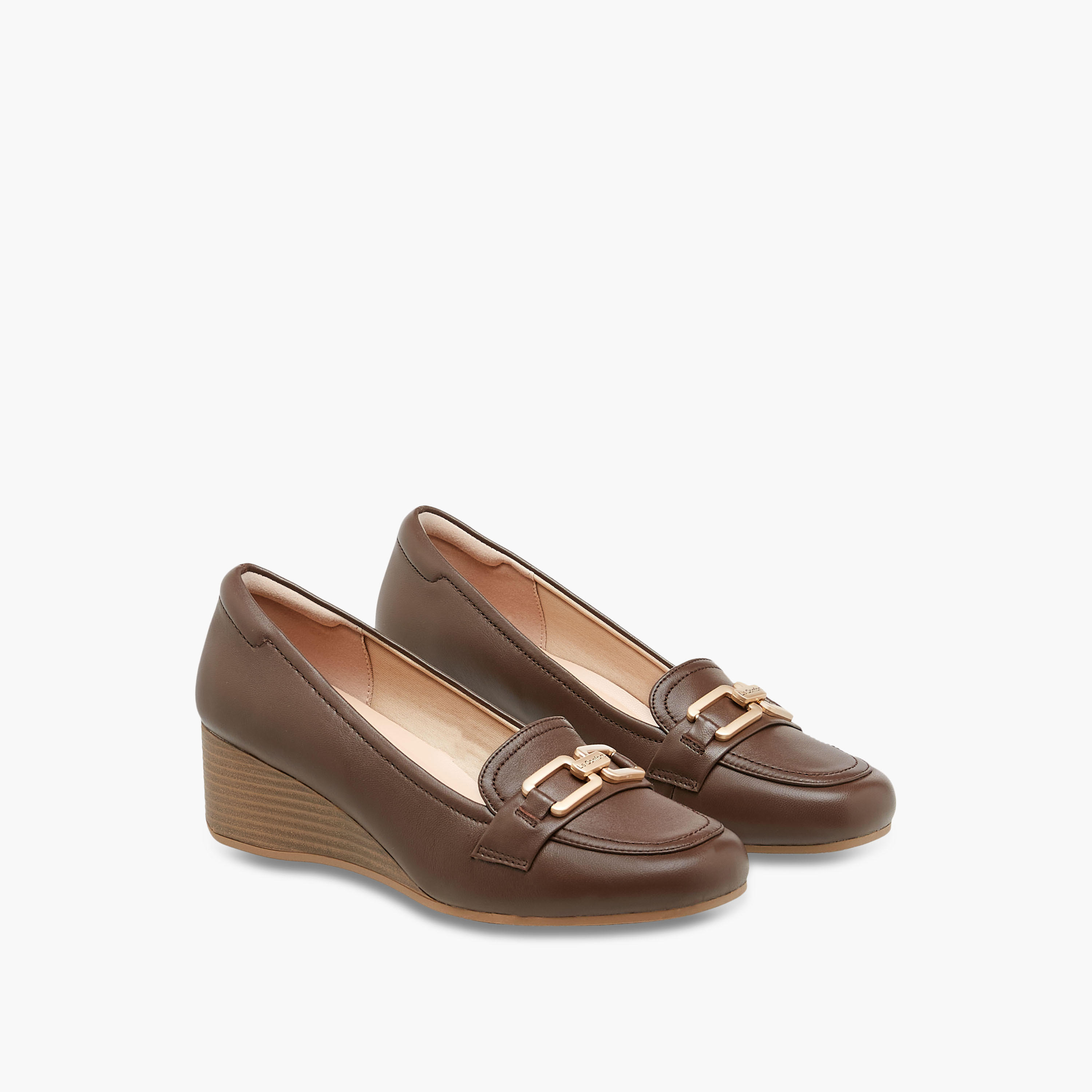 Le Confort Metal Accent Slip-On Loafers with Wedge Heel-women-shoes-loafersandmoccasins-image-1