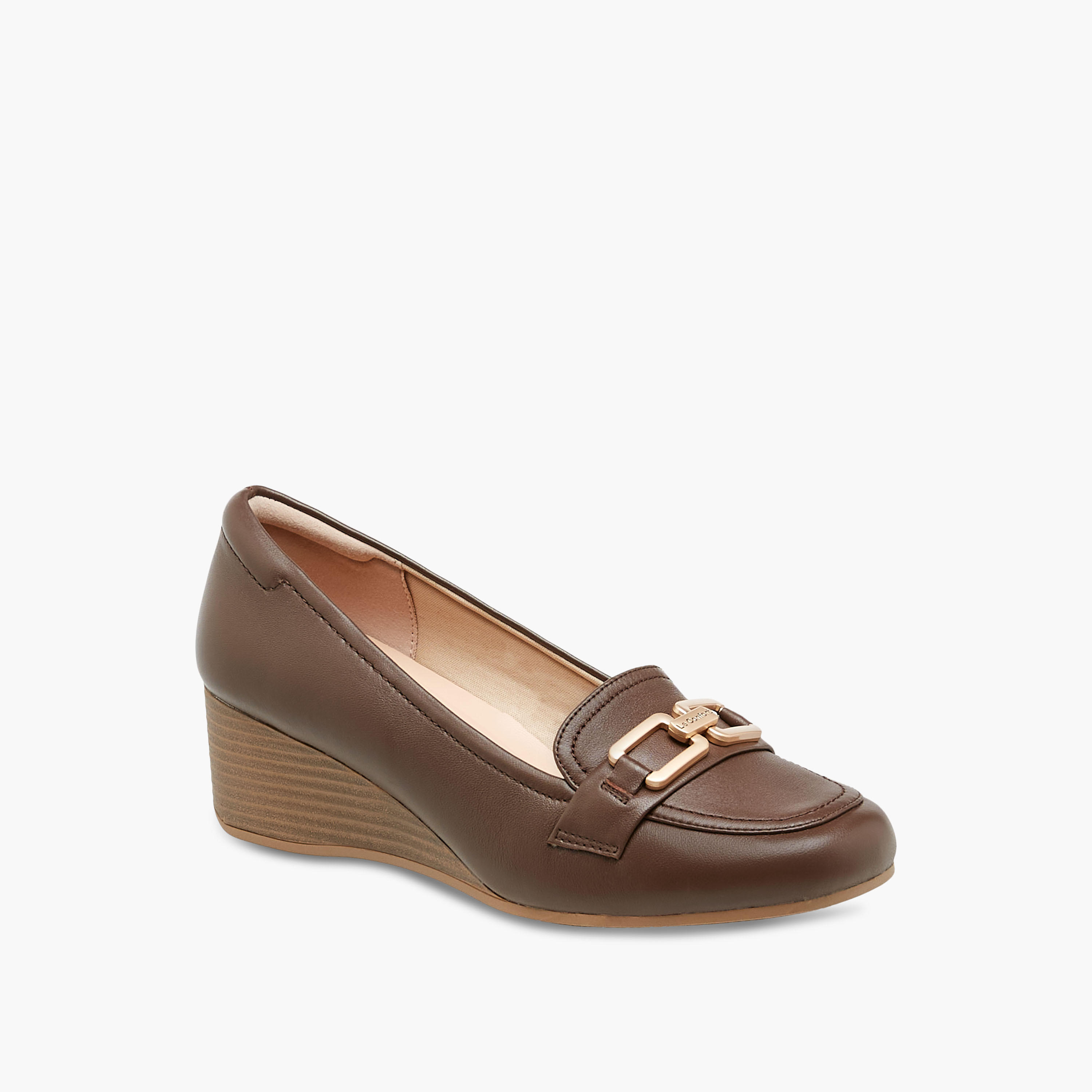 Le Confort Metal Accent Slip-On Loafers with Wedge Heel-women-shoes-loafersandmoccasins-image-2