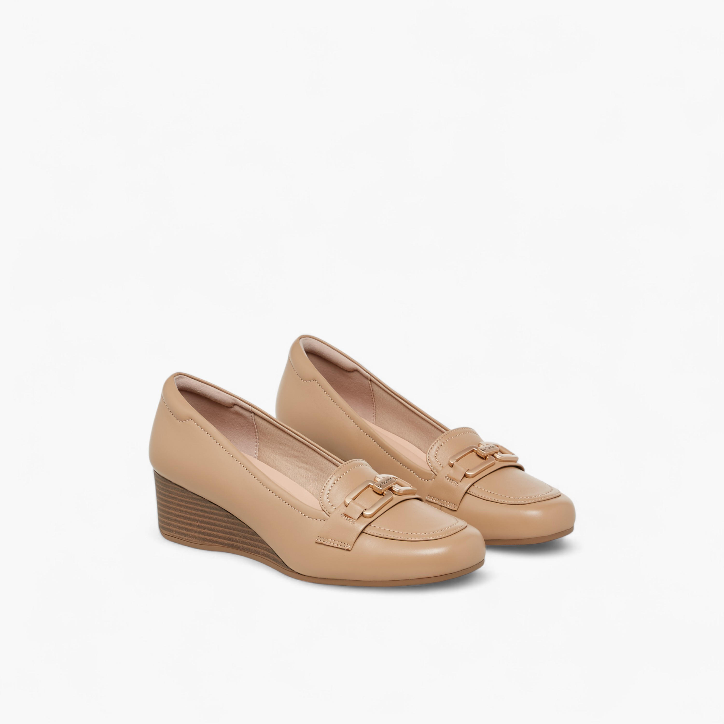 Le Confort Metal Accent Slip-On Loafers with Wedge Heel-women-shoes-loafersandmoccasins-image-1