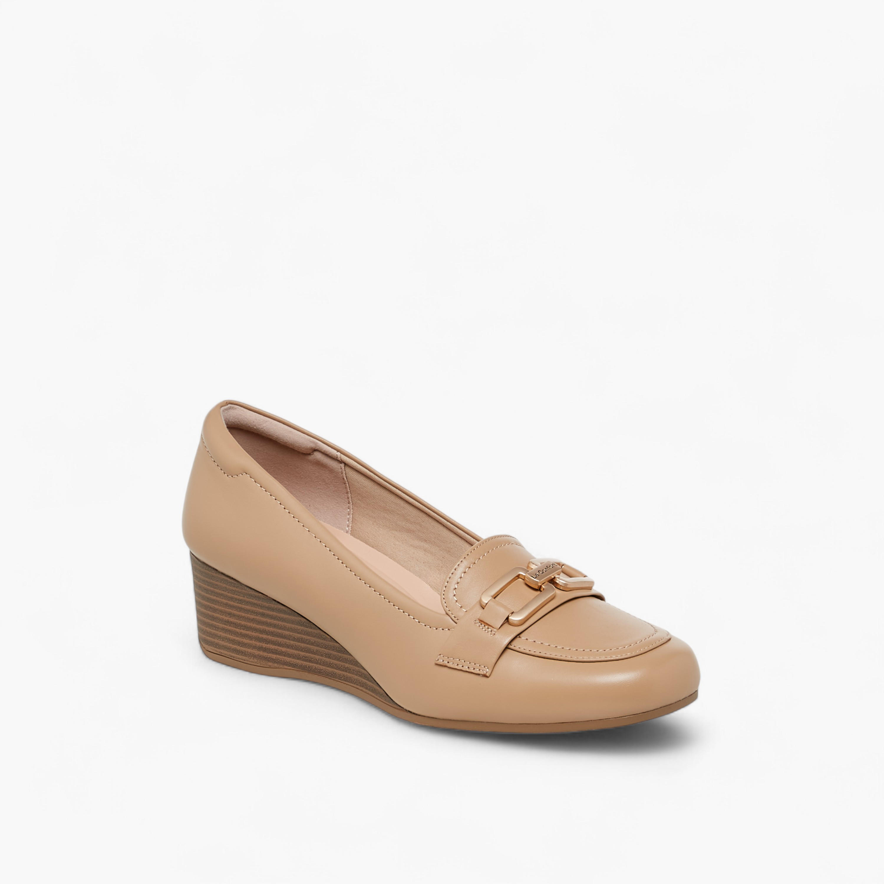 Le Confort Metal Accent Slip-On Loafers with Wedge Heel-women-shoes-loafersandmoccasins-image-2