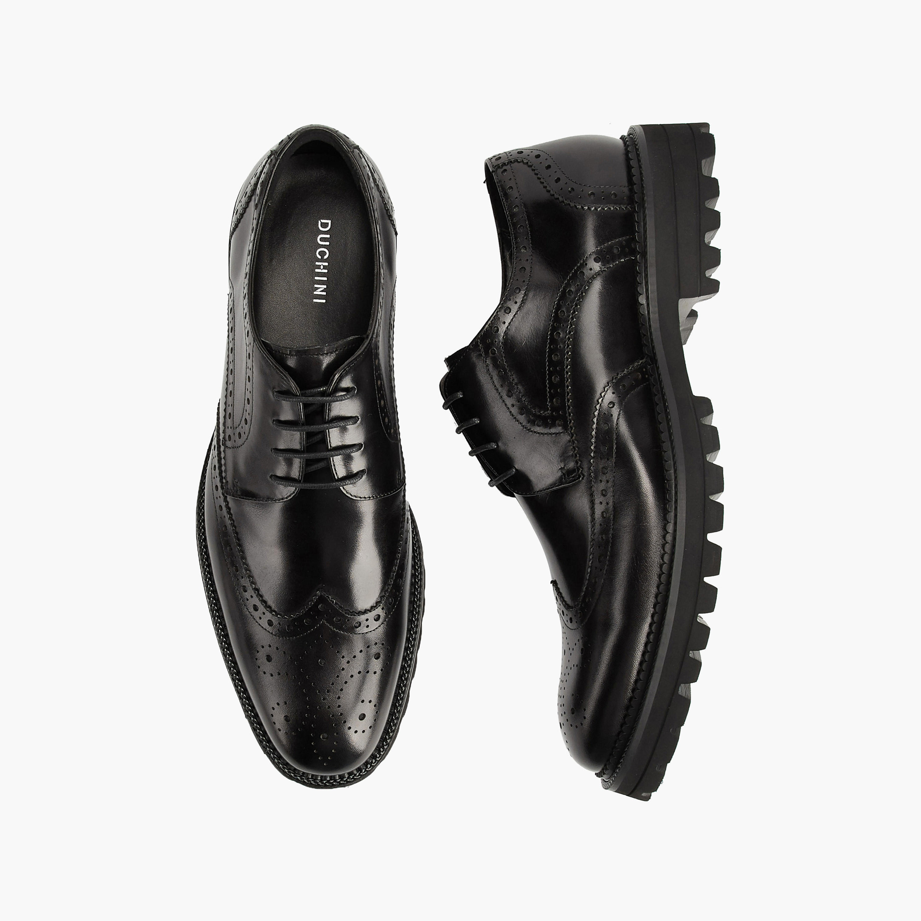 Duchini Men's Leather Textured Lace-Up Derby Shoes-men-shoes-formalshoes-image-1