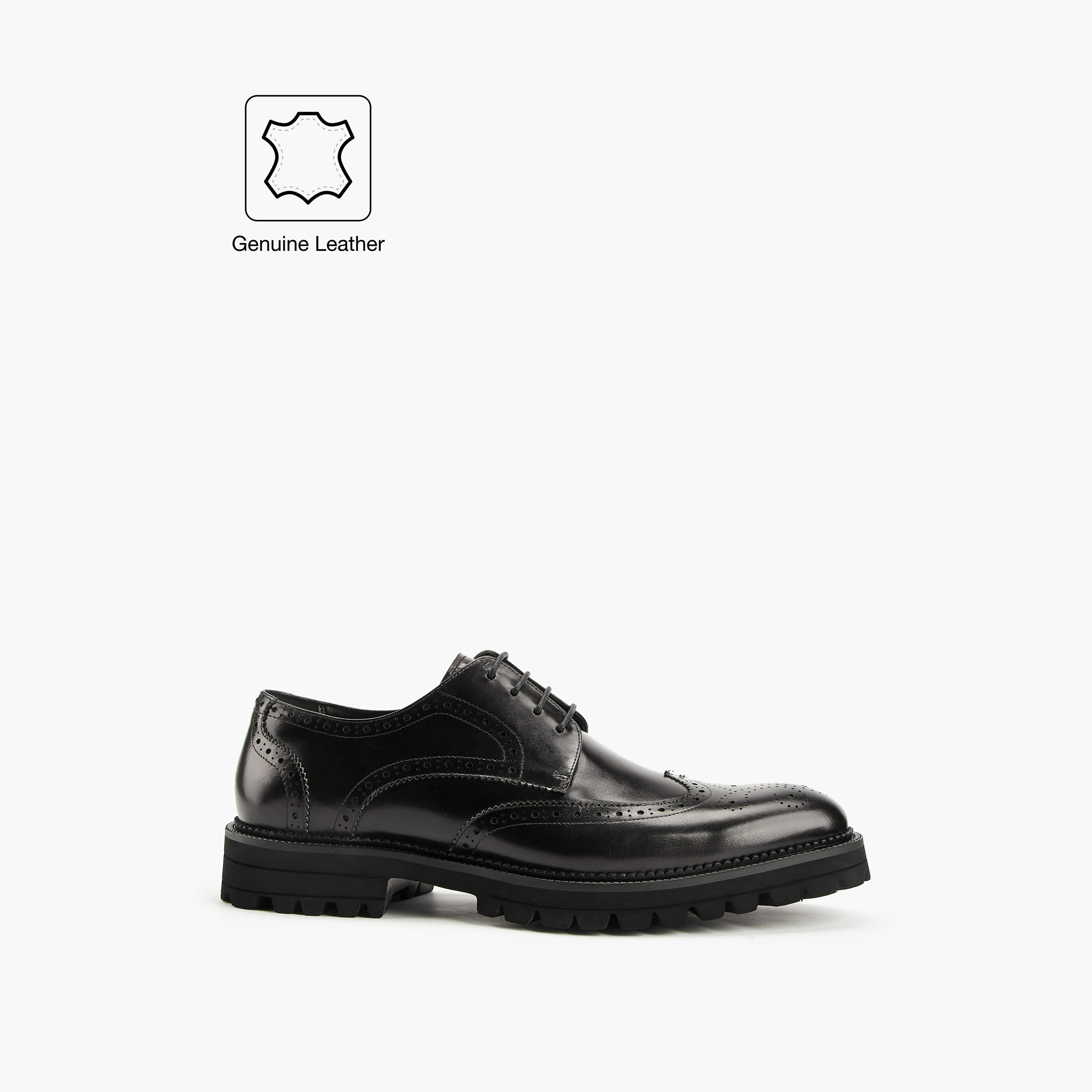 Duchini Men's Leather Textured Lace-Up Derby Shoes-men-shoes-formalshoes-image-2