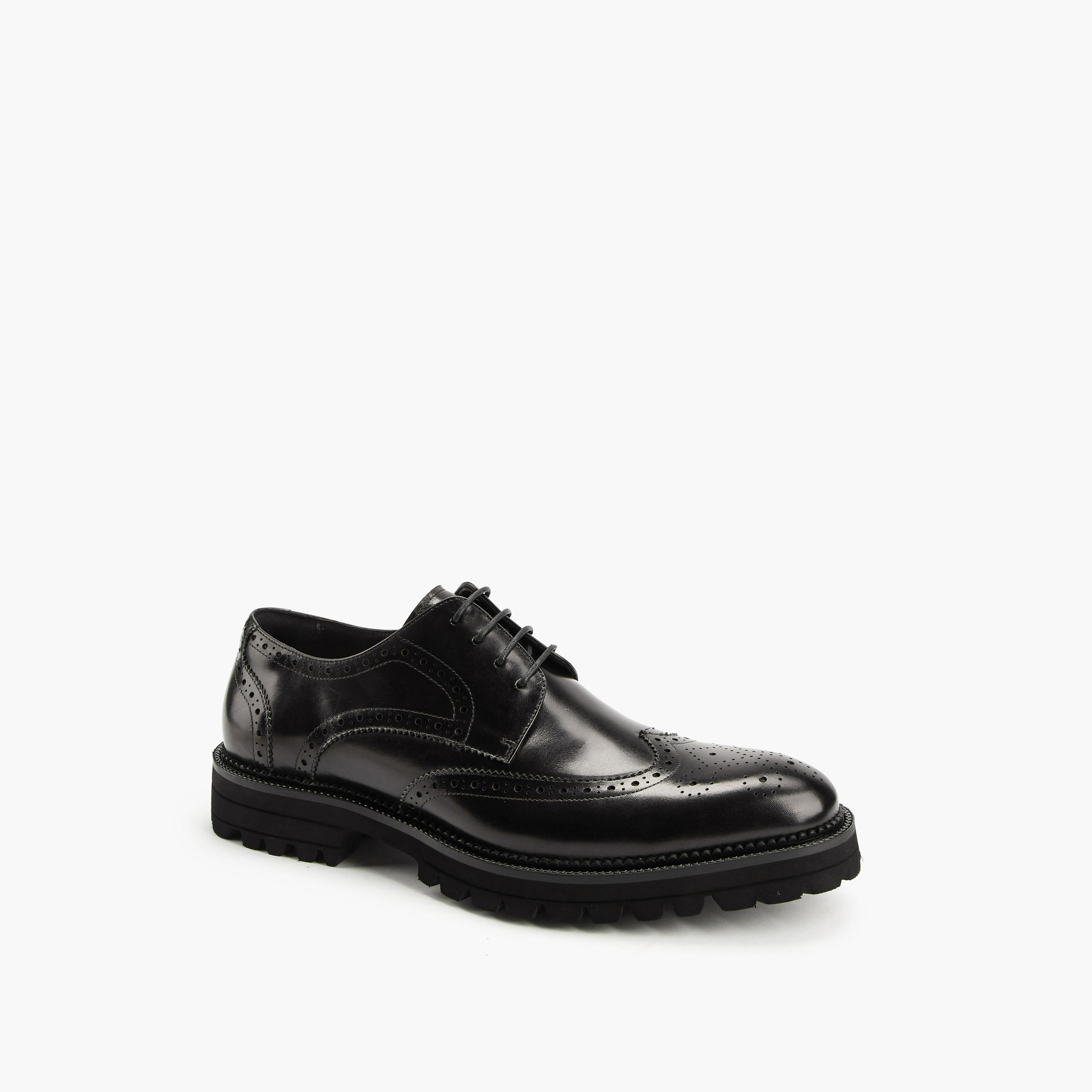 Duchini Men's Leather Textured Lace-Up Derby Shoes-men-shoes-formalshoes-image-3