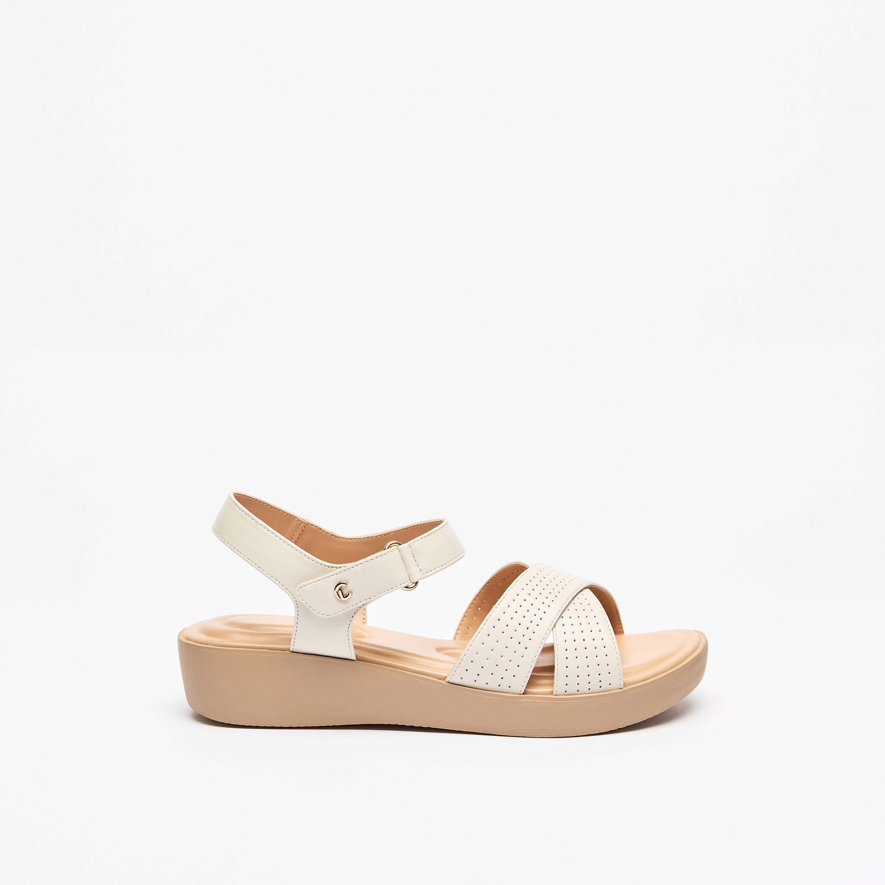 صندل بأحزمة متقاطعة وشريط إغلاق من لو كونفورت-women-shoes-flats-sandals-image-3