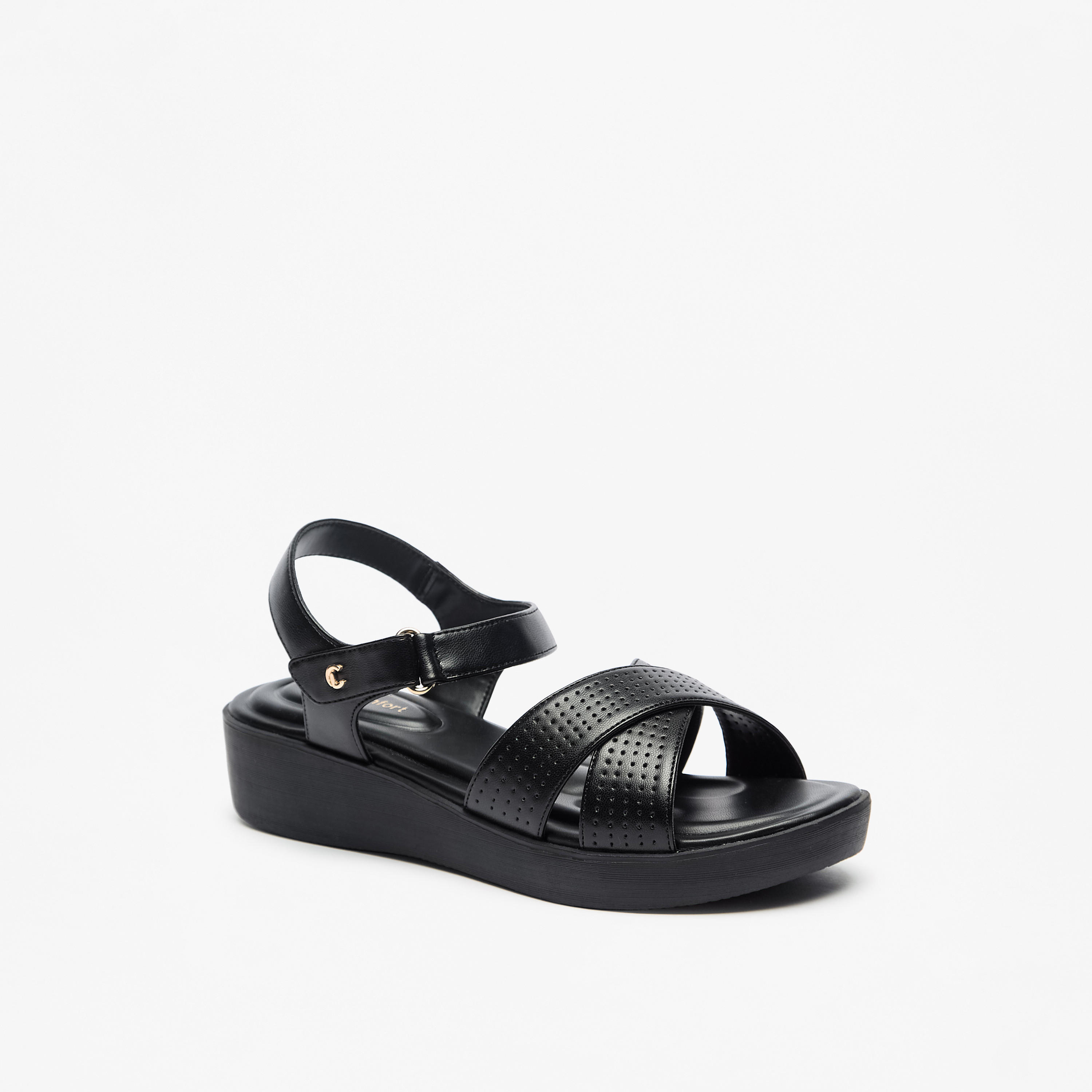 صندل بأحزمة متقاطعة وشريط إغلاق من لو كونفورت-women-shoes-flats-sandals-image-1