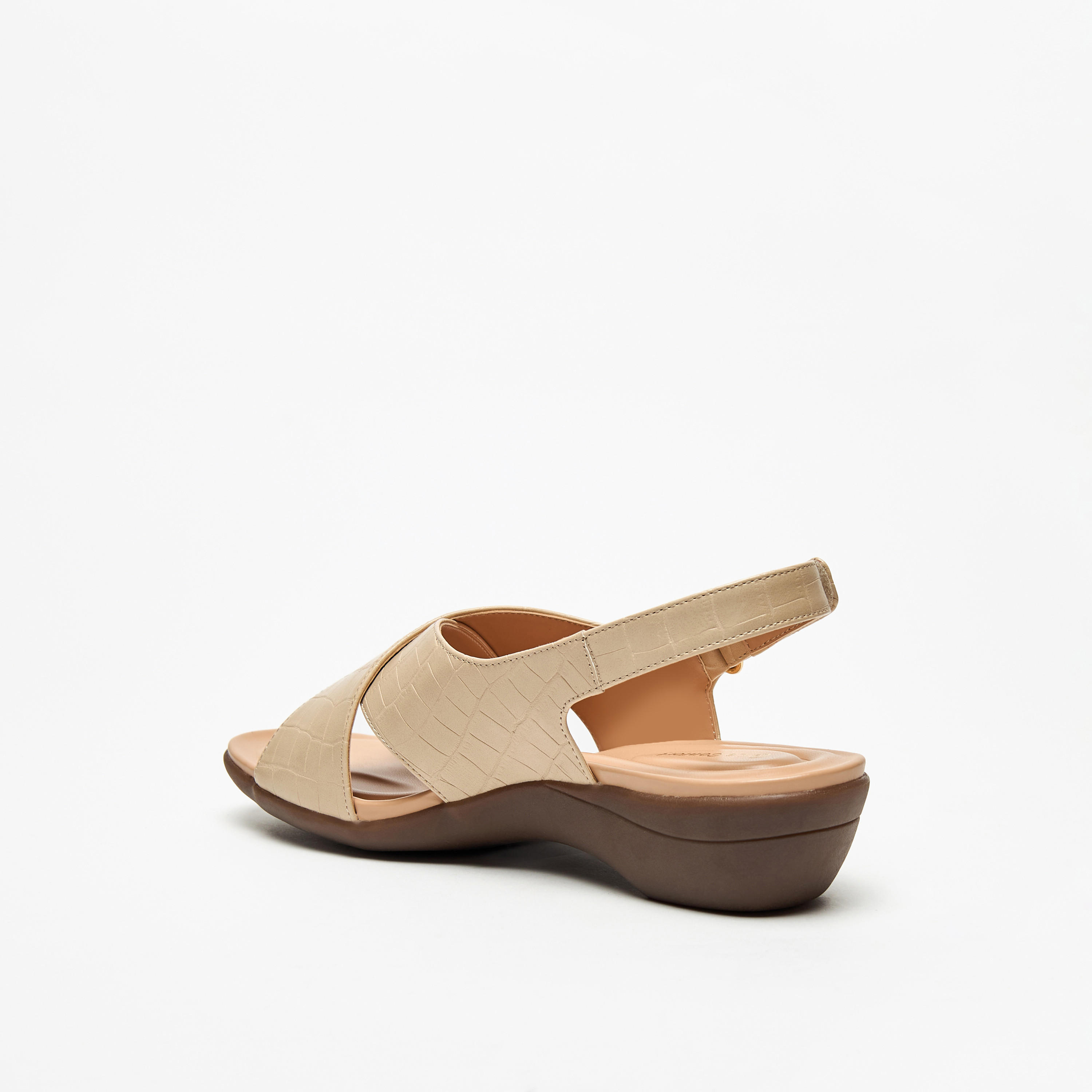 Le Confort Women's Textured Cross-Strap Sandals with Hook and Loop Closure-women-shoes-sandals-heeled-image-2